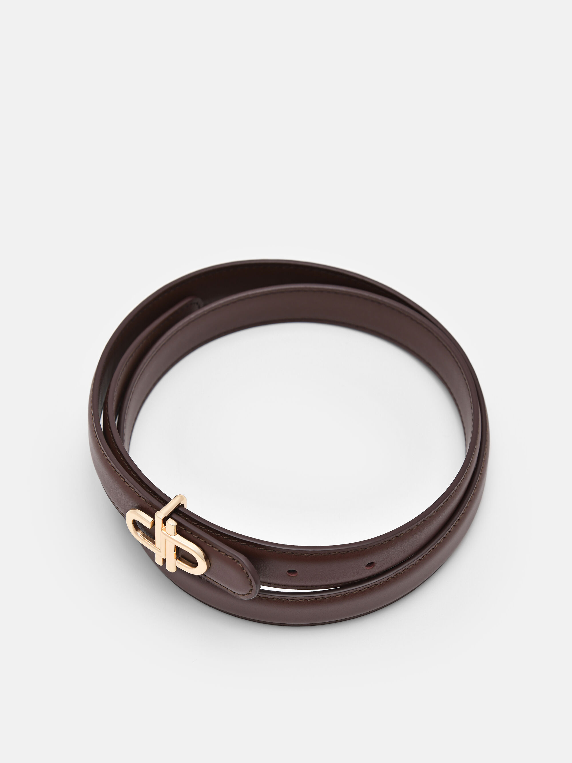 PEDRO Icon Leather Tang Belt, Dark Brown