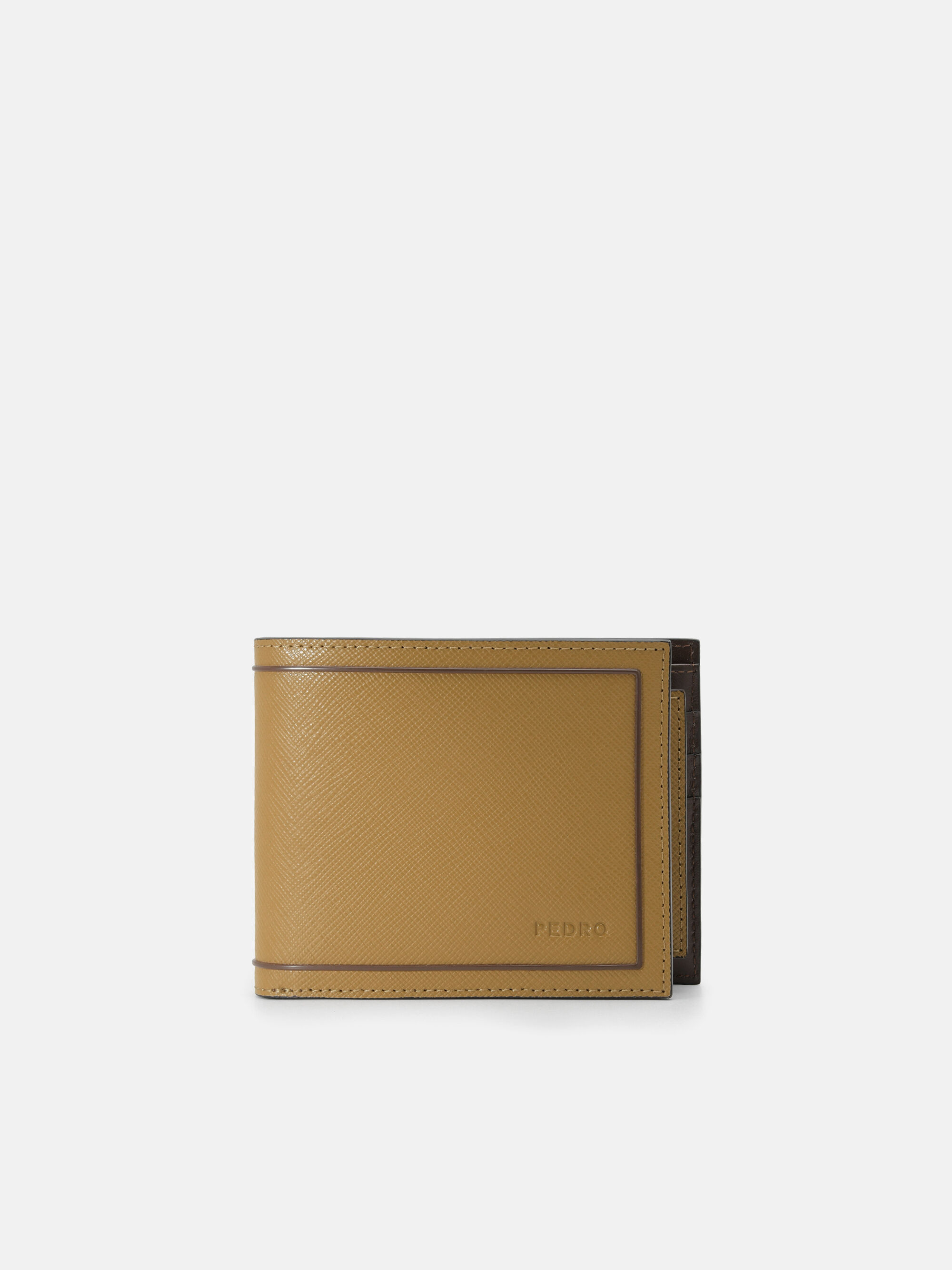 Saffiano Leather Bi-Fold Wallet with Insert, Cognac