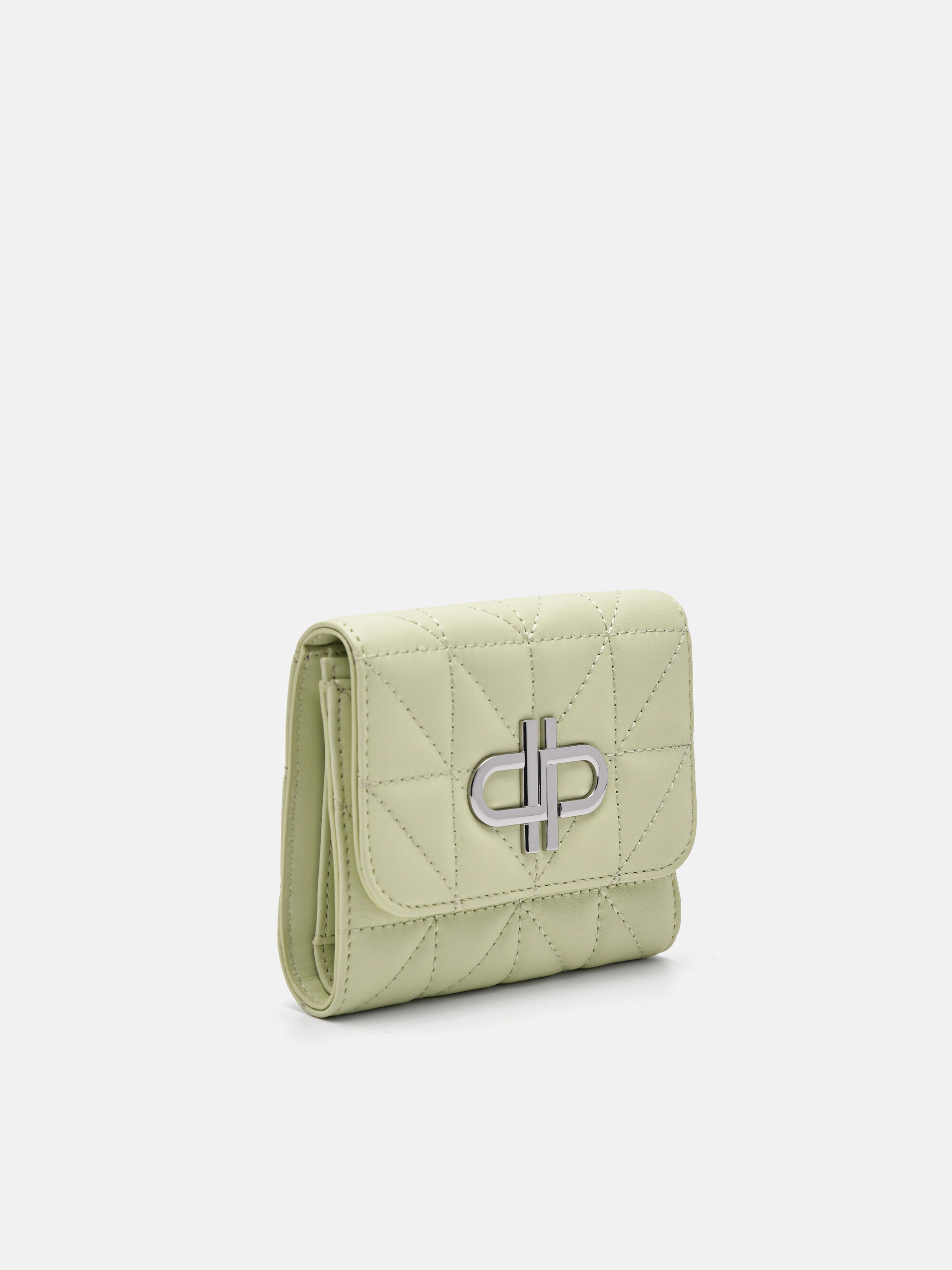 PEDRO Icon Leather Tri-Fold Wallet in Pixel, Light Green
