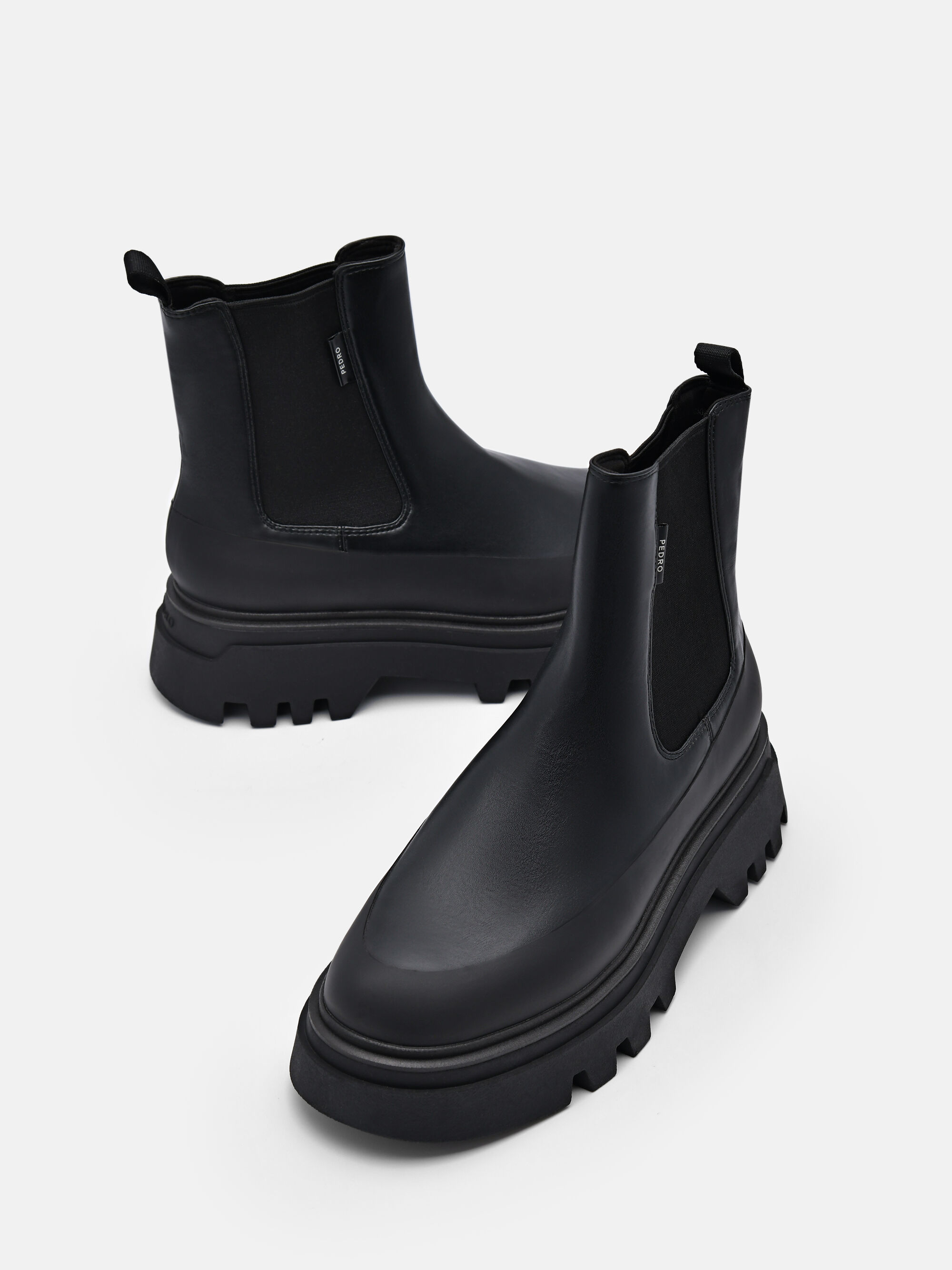 Chunky Slip-On Ankle Boots, Black