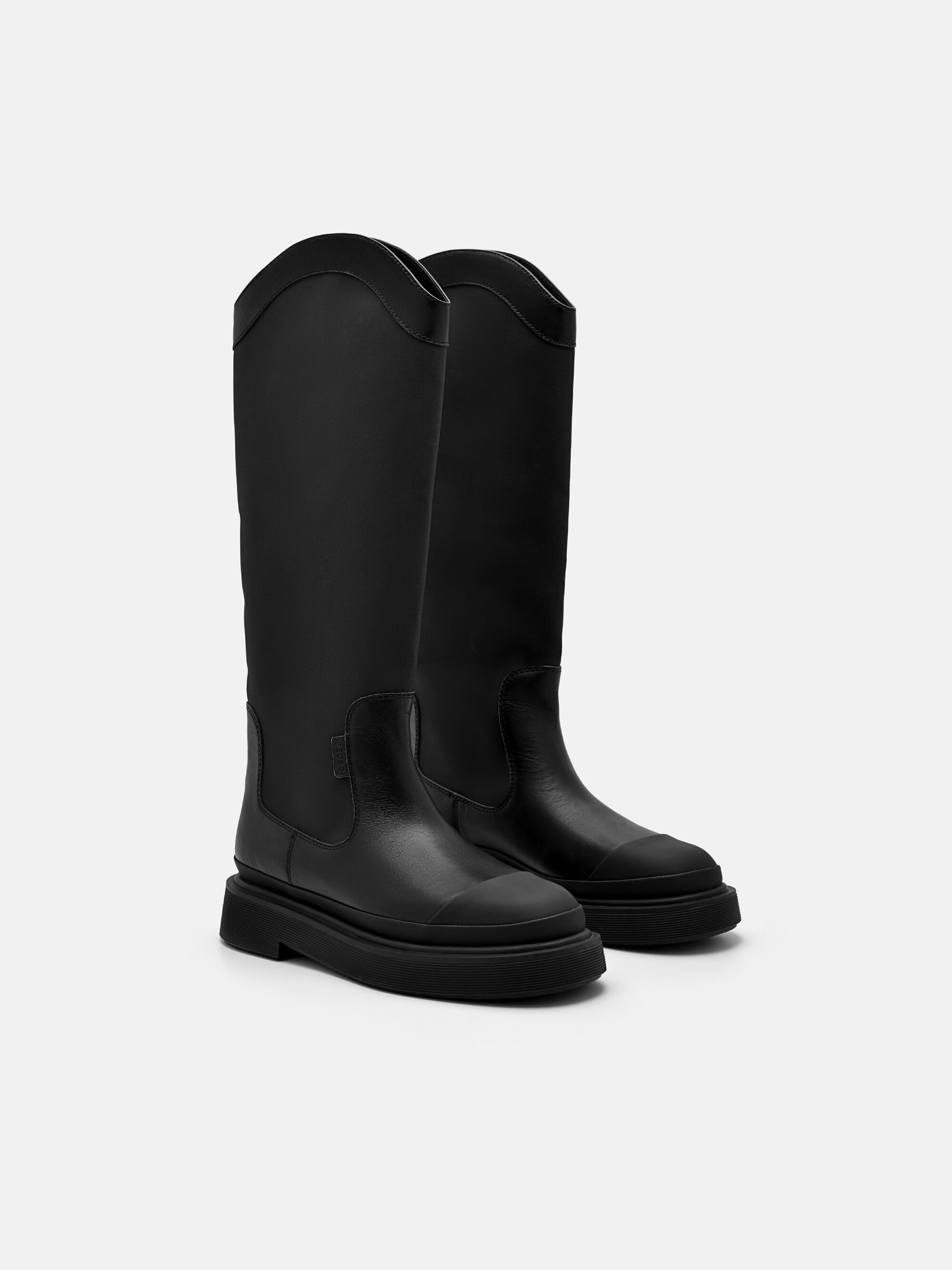 Terra Leather Knee Boots, Black