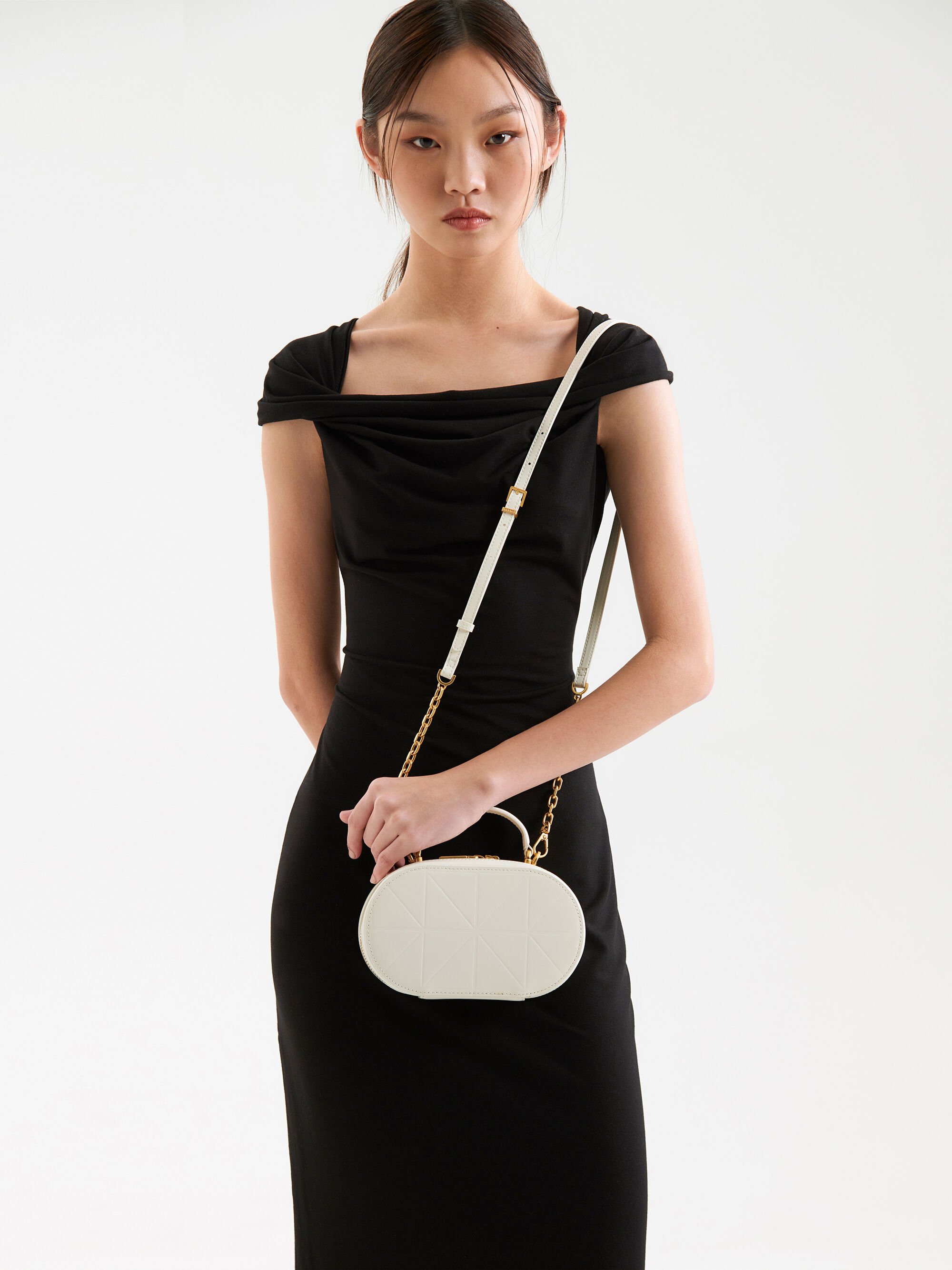PEDRO Studio Cara Leather Mini Shoulder Bag in Pixel, Chalk
