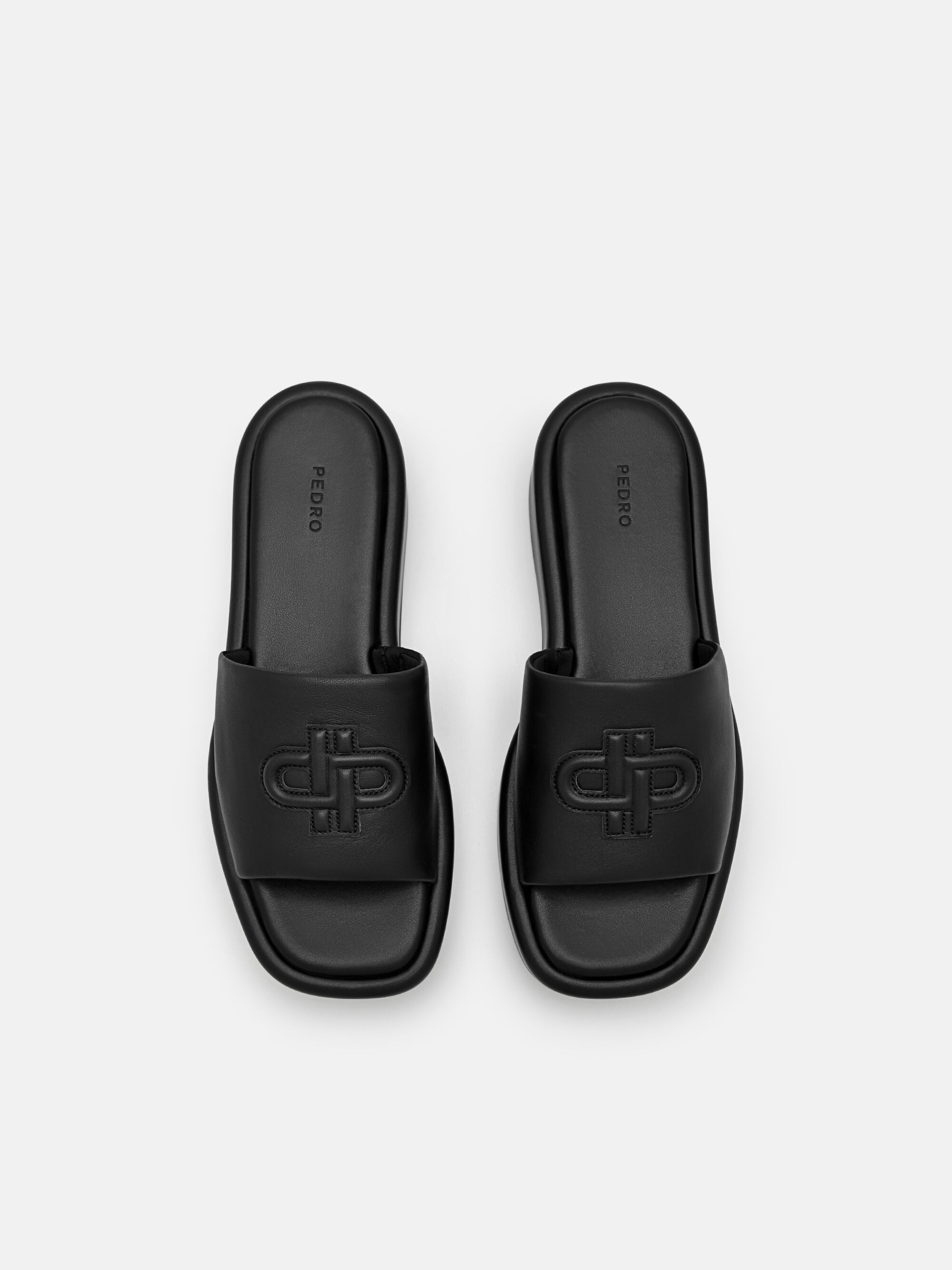 PEDRO Icon Leather Wedge Sandals, Black