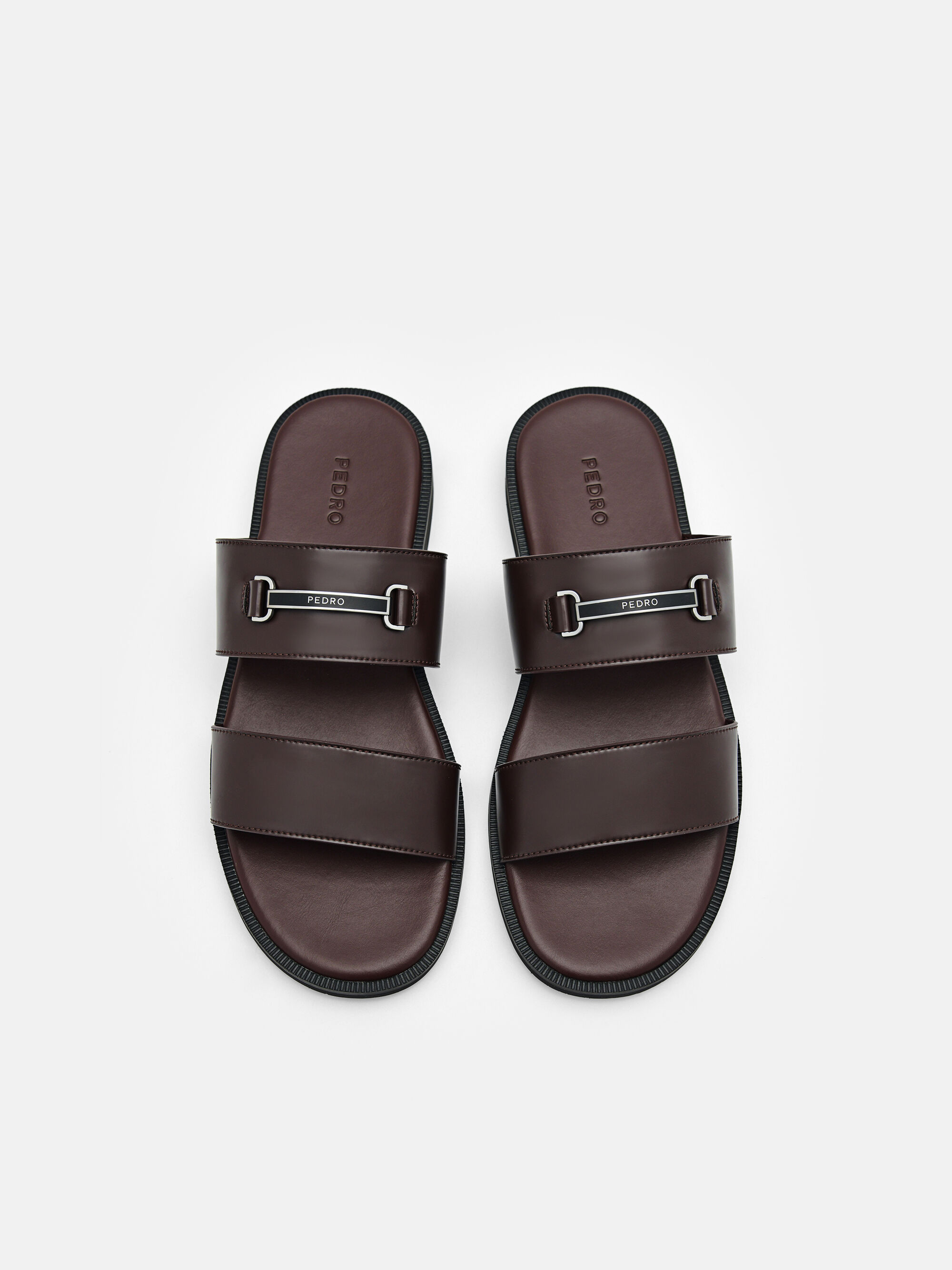 Steven Horsebit Slide Sandals, Dark Brown