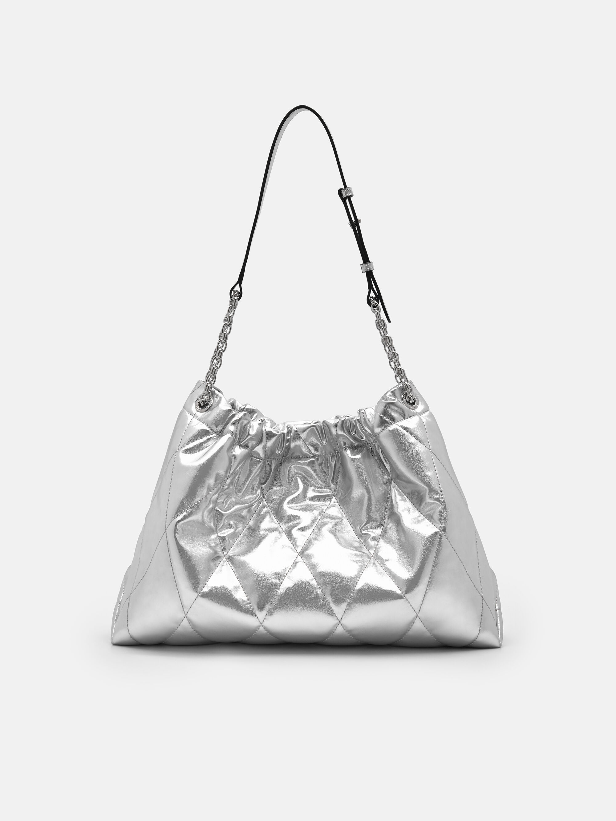 Kaia Quilted Shoulder Bag, Silver