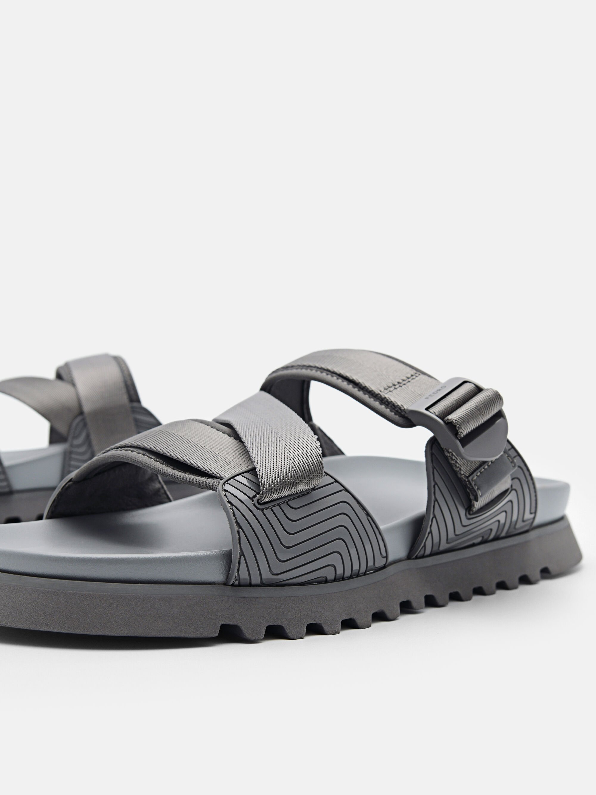 Nylon Strap Sandals, Dark Grey