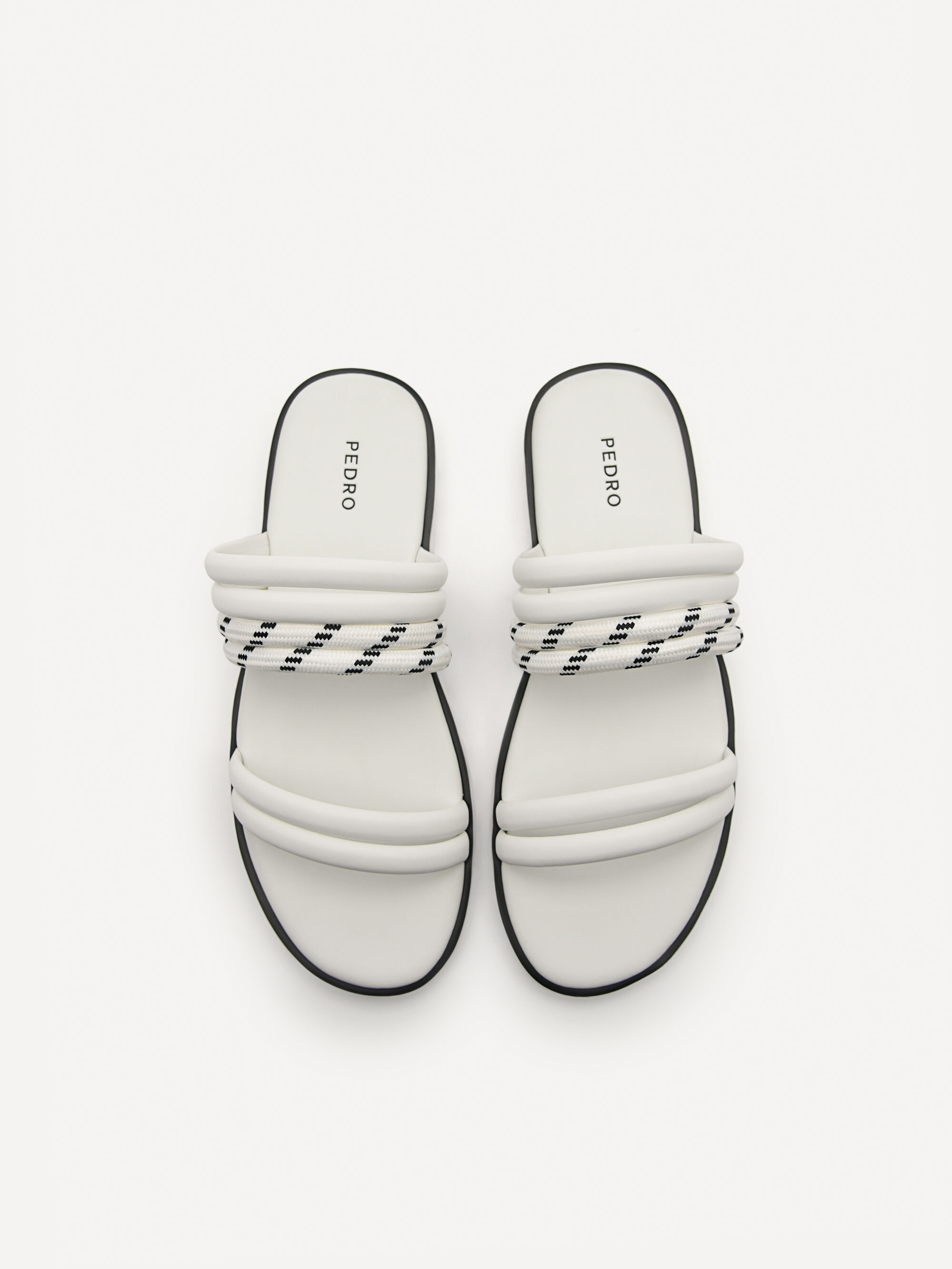 Cord Slide Sandals, White