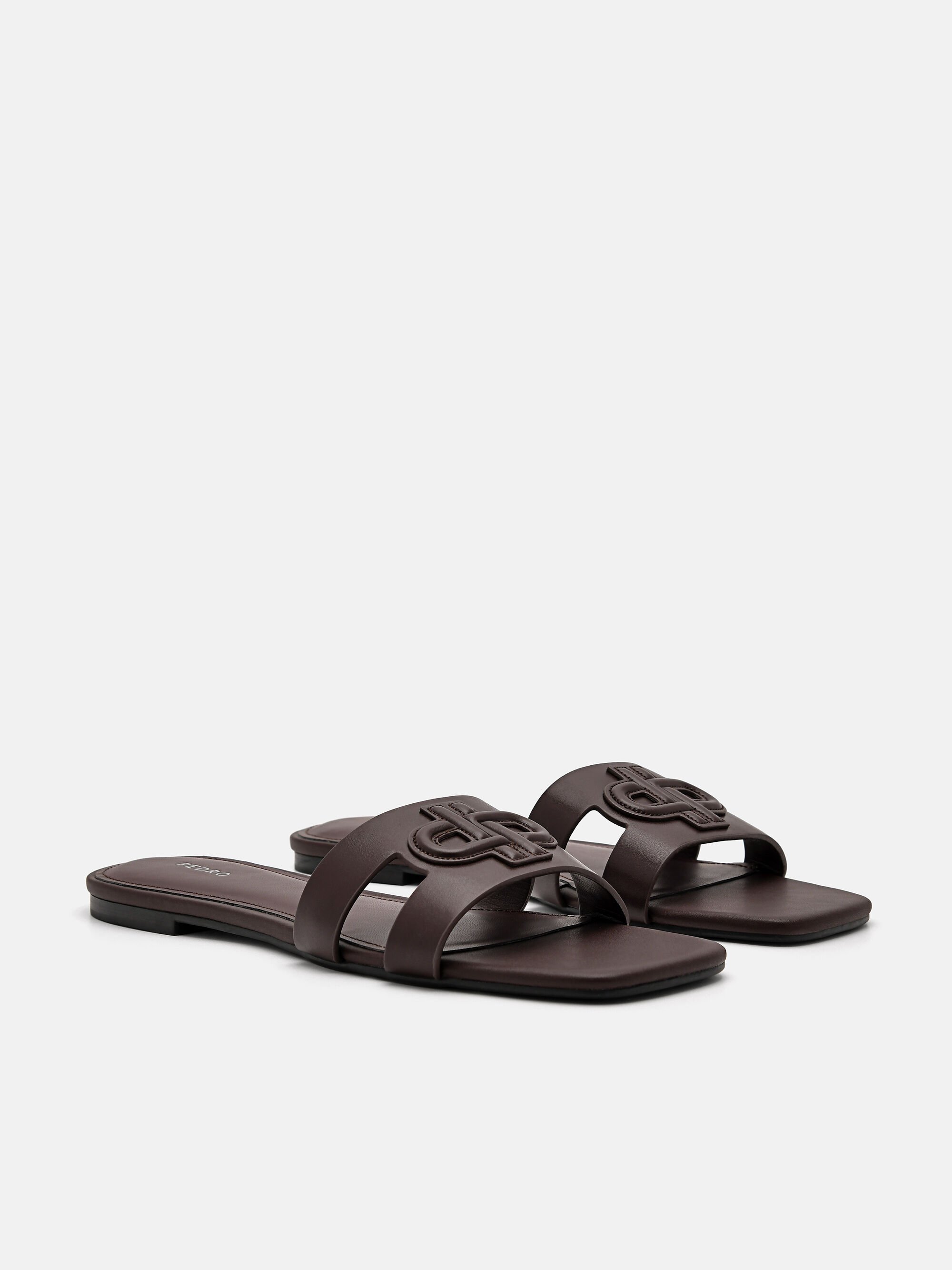 PEDRO Icon Leather Slip-On Sandals, Dark Brown