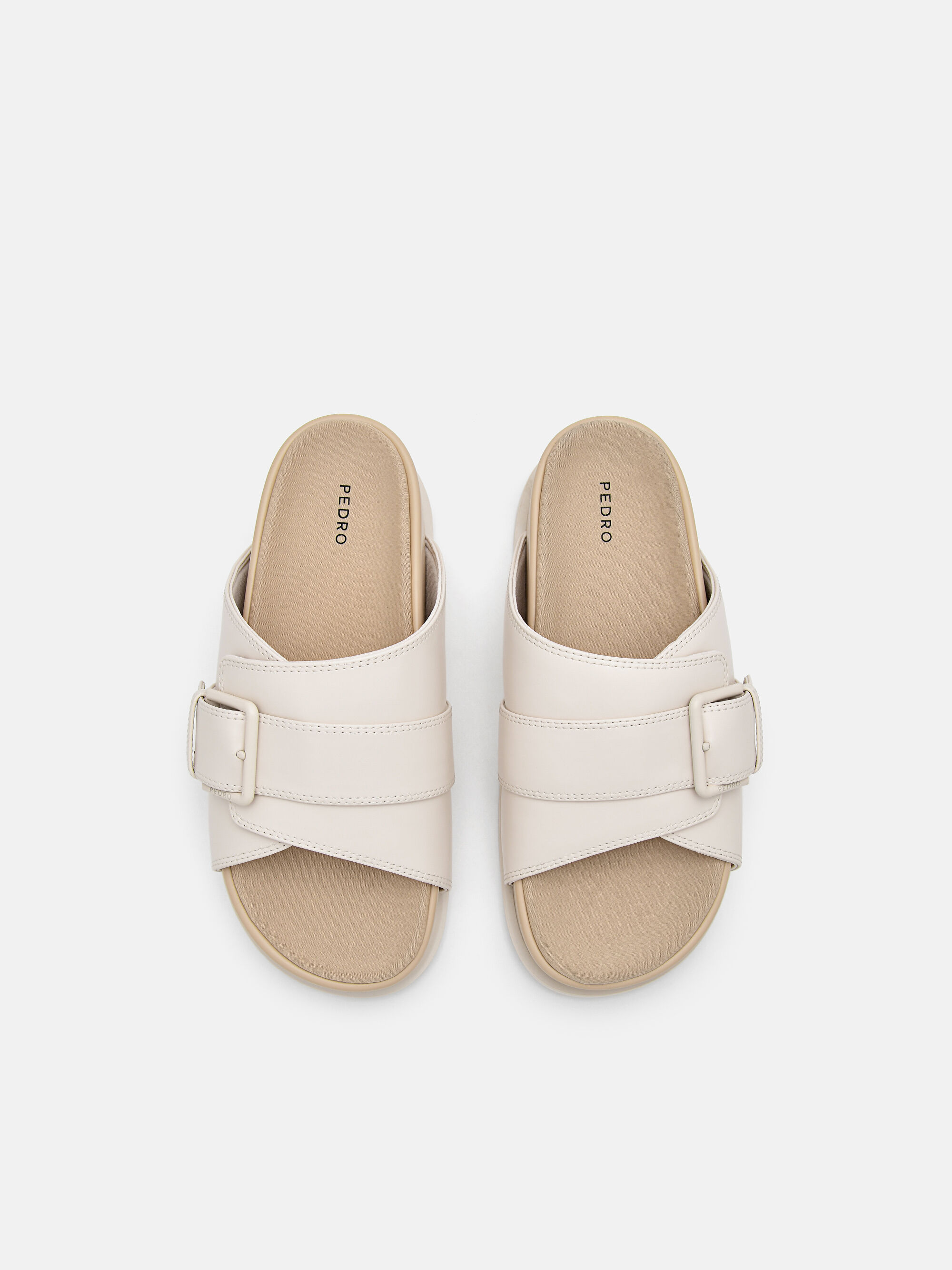 Buckle Slip-On Sandals, Chalk