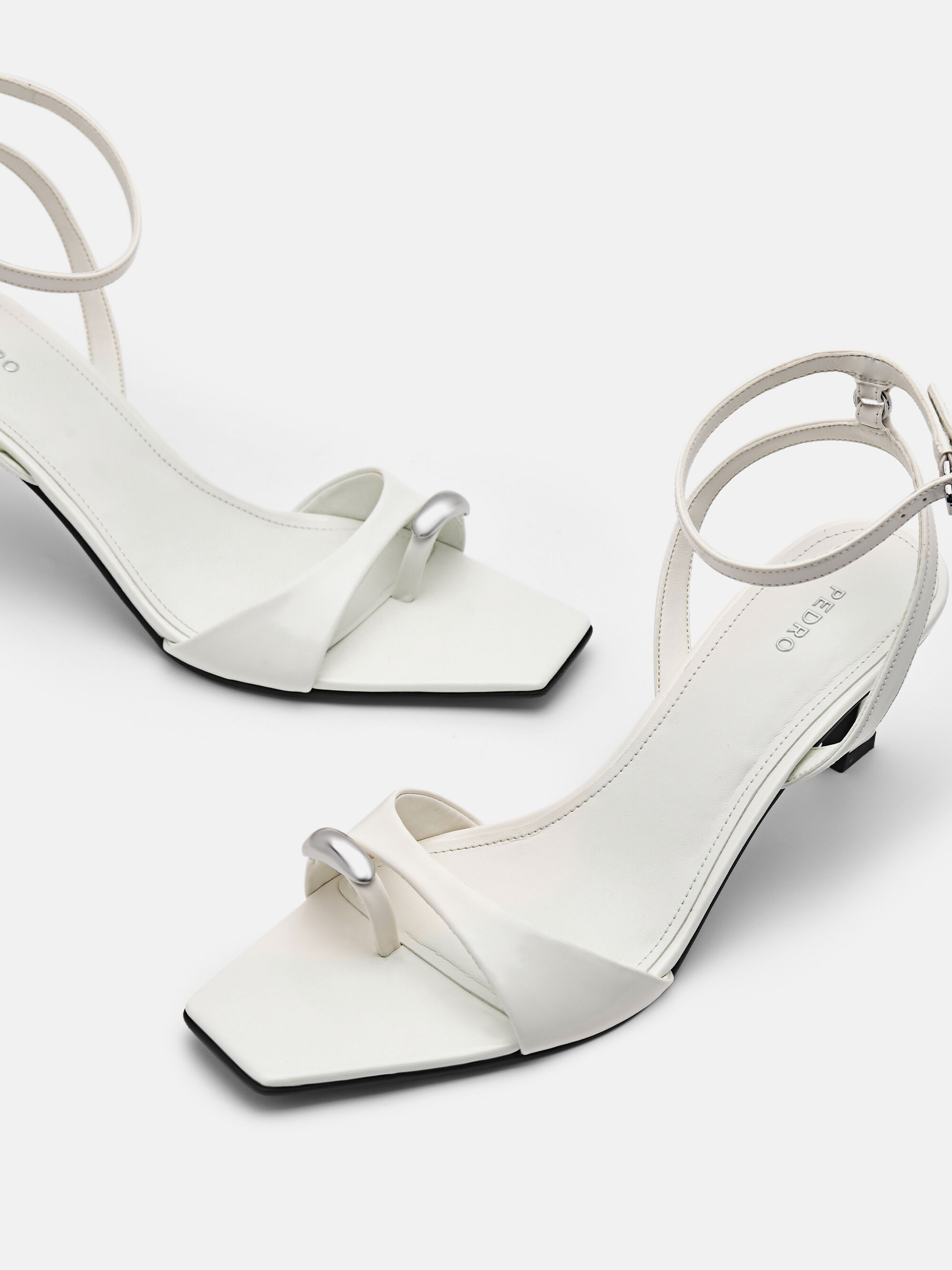 Lia Heel Sandals, Chalk