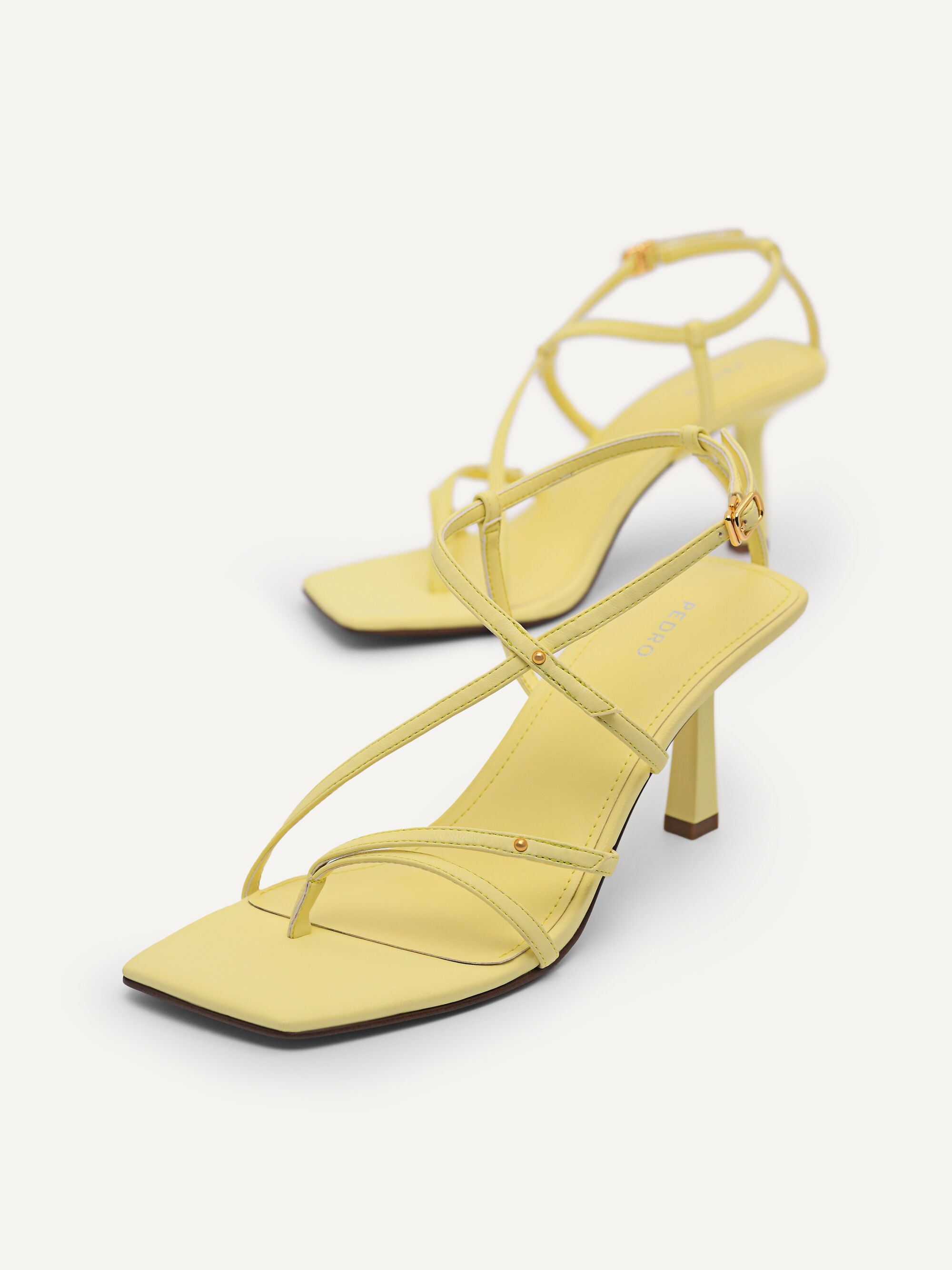 yellow strappy heeled sandals