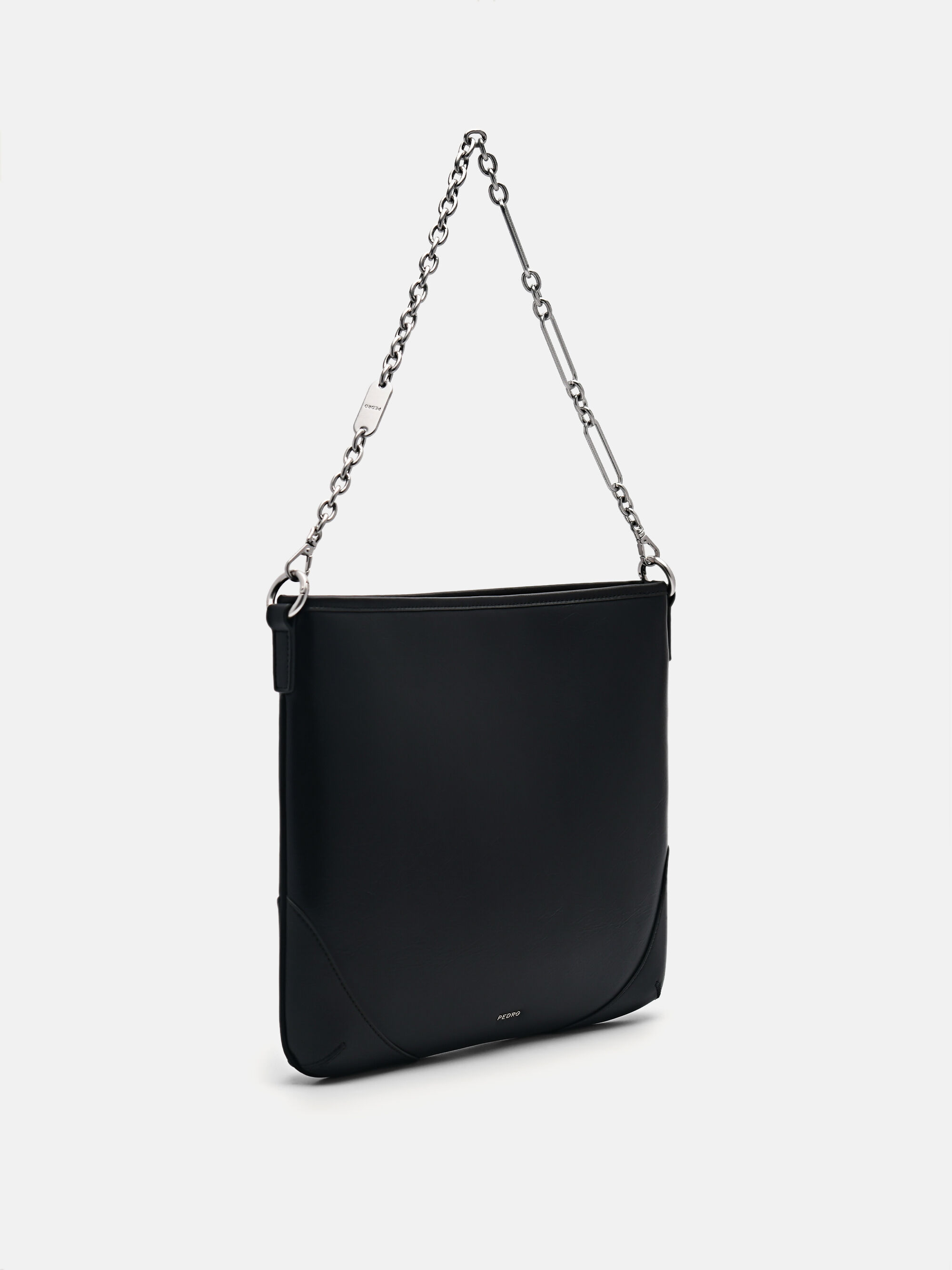 Chain Handle Hobo Bag, Black
