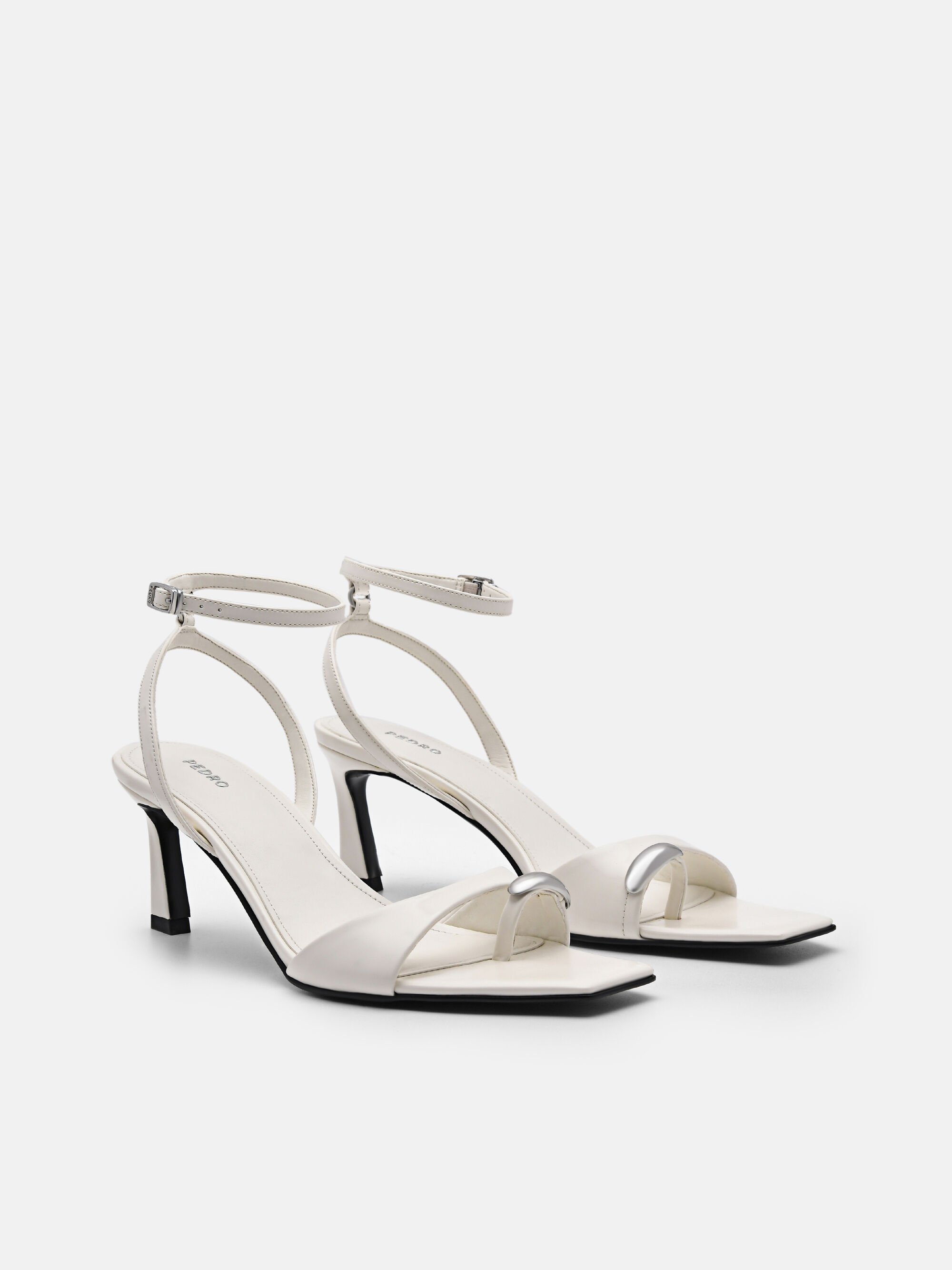 Lia Heel Sandals, Chalk