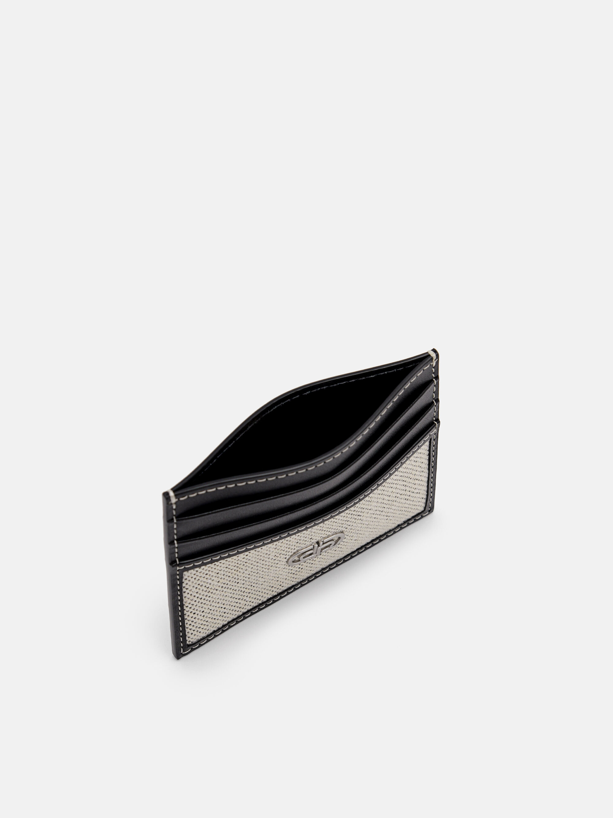 PEDRO Icon Leather Woven Card Holder, Black