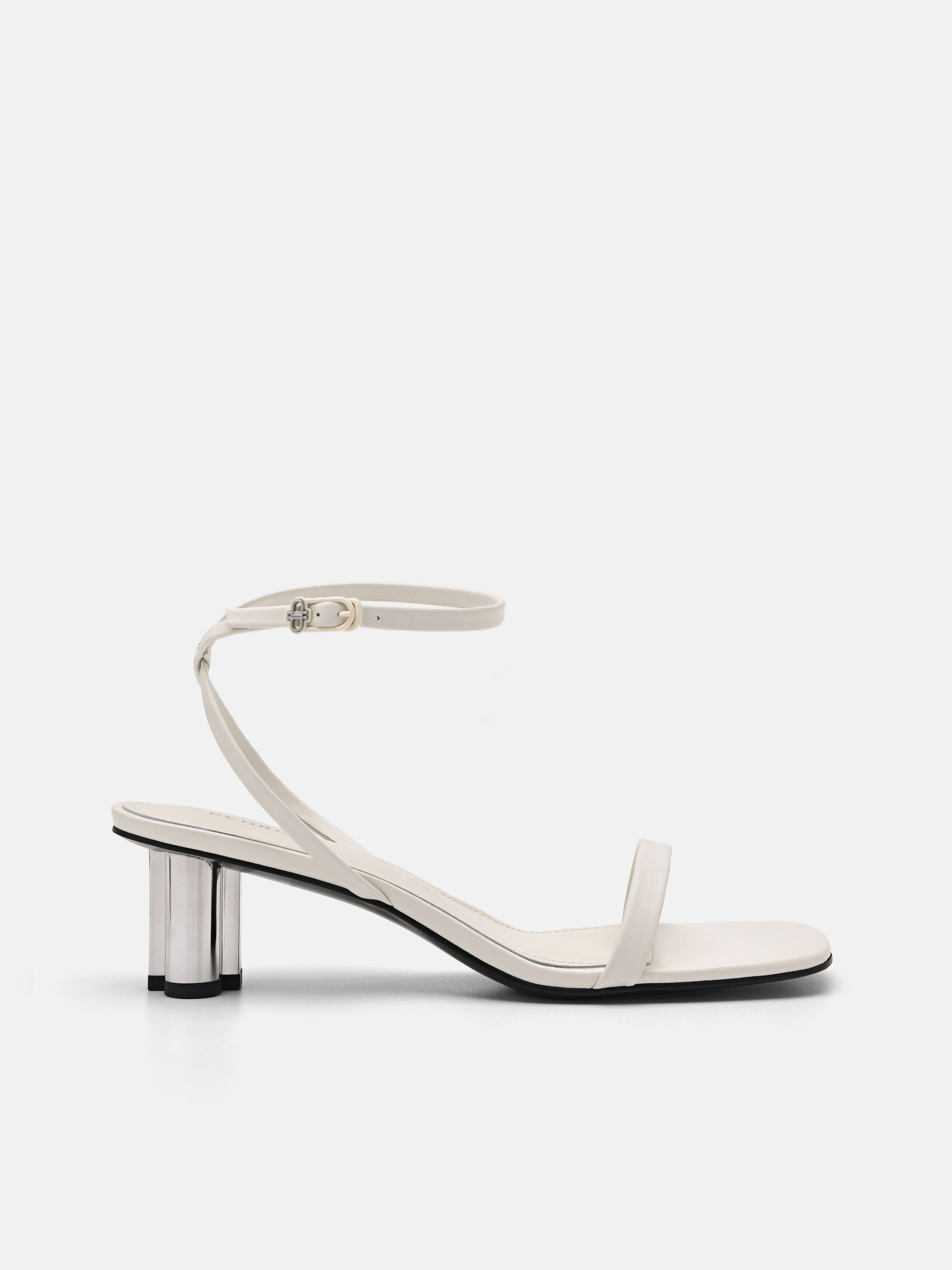 PEDRO Icon Leather Heel Sandals, Chalk