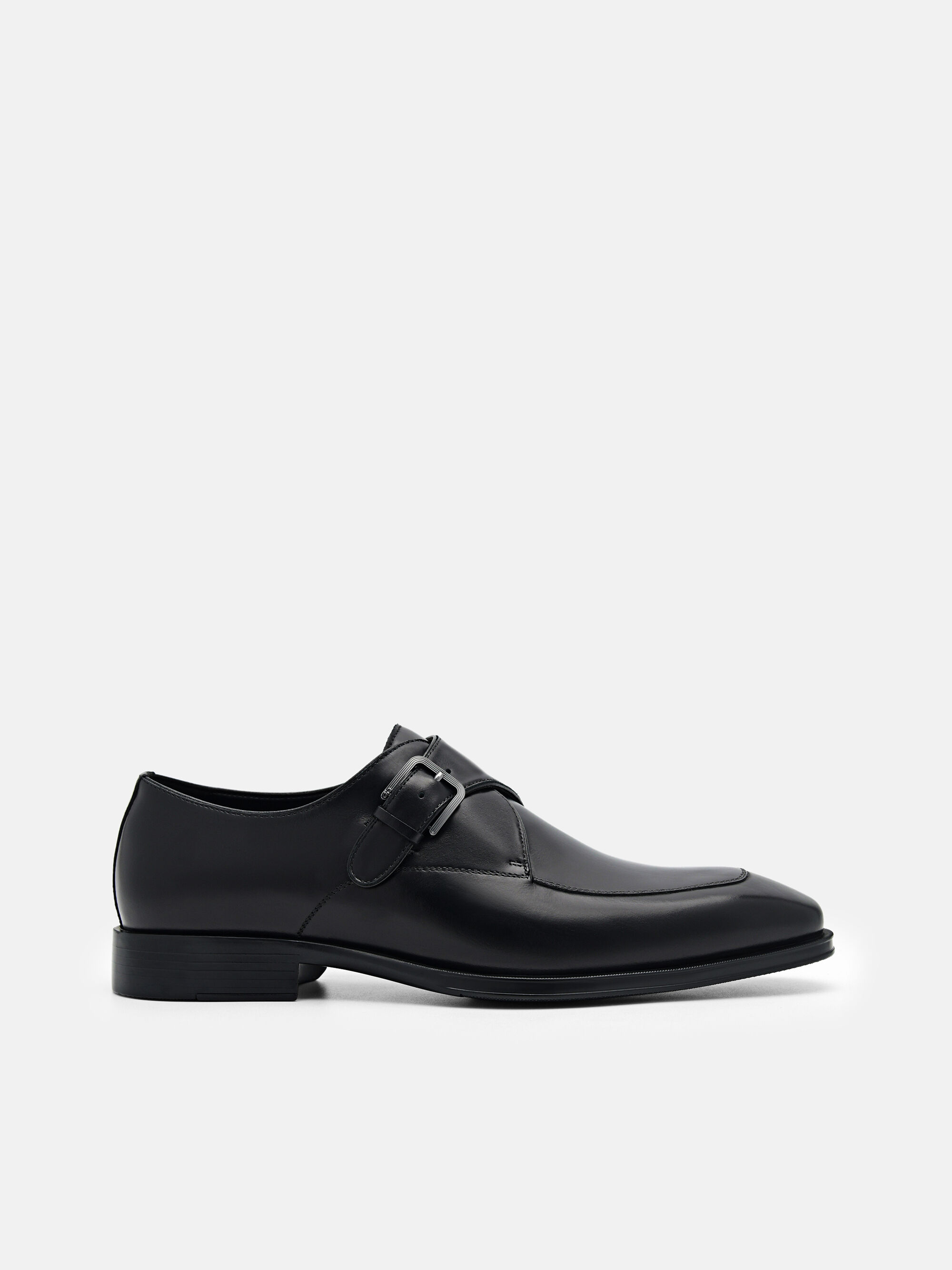 Gio Leather Monkstrap Shoes, Black