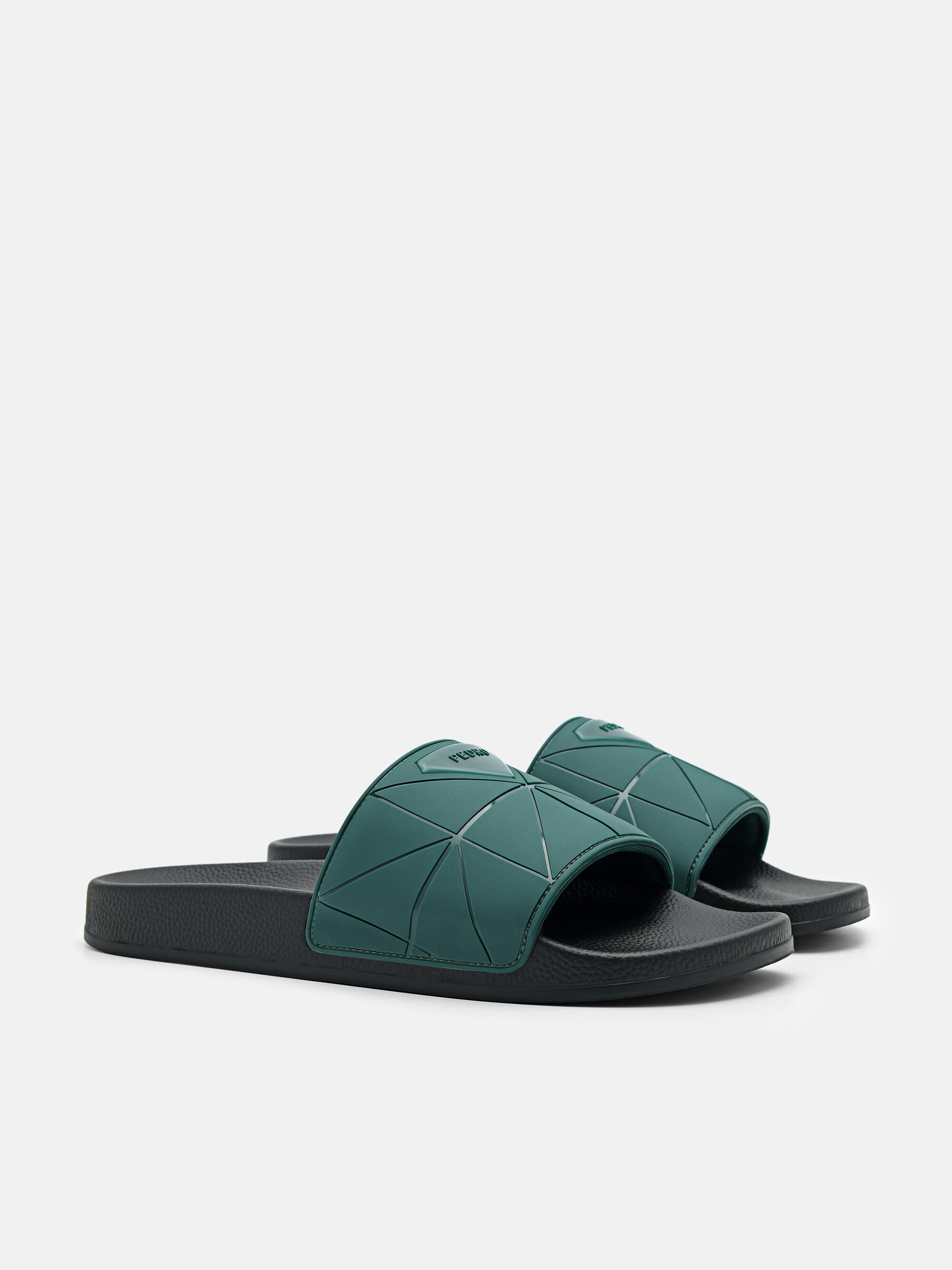 Slide Sandals in Pixel, Dark Green