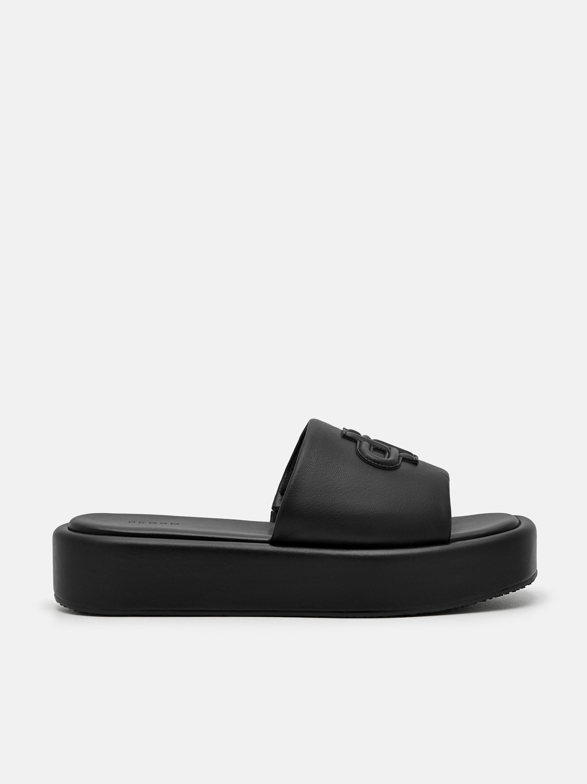 PEDRO Icon Leather Wedge Sandals, Black
