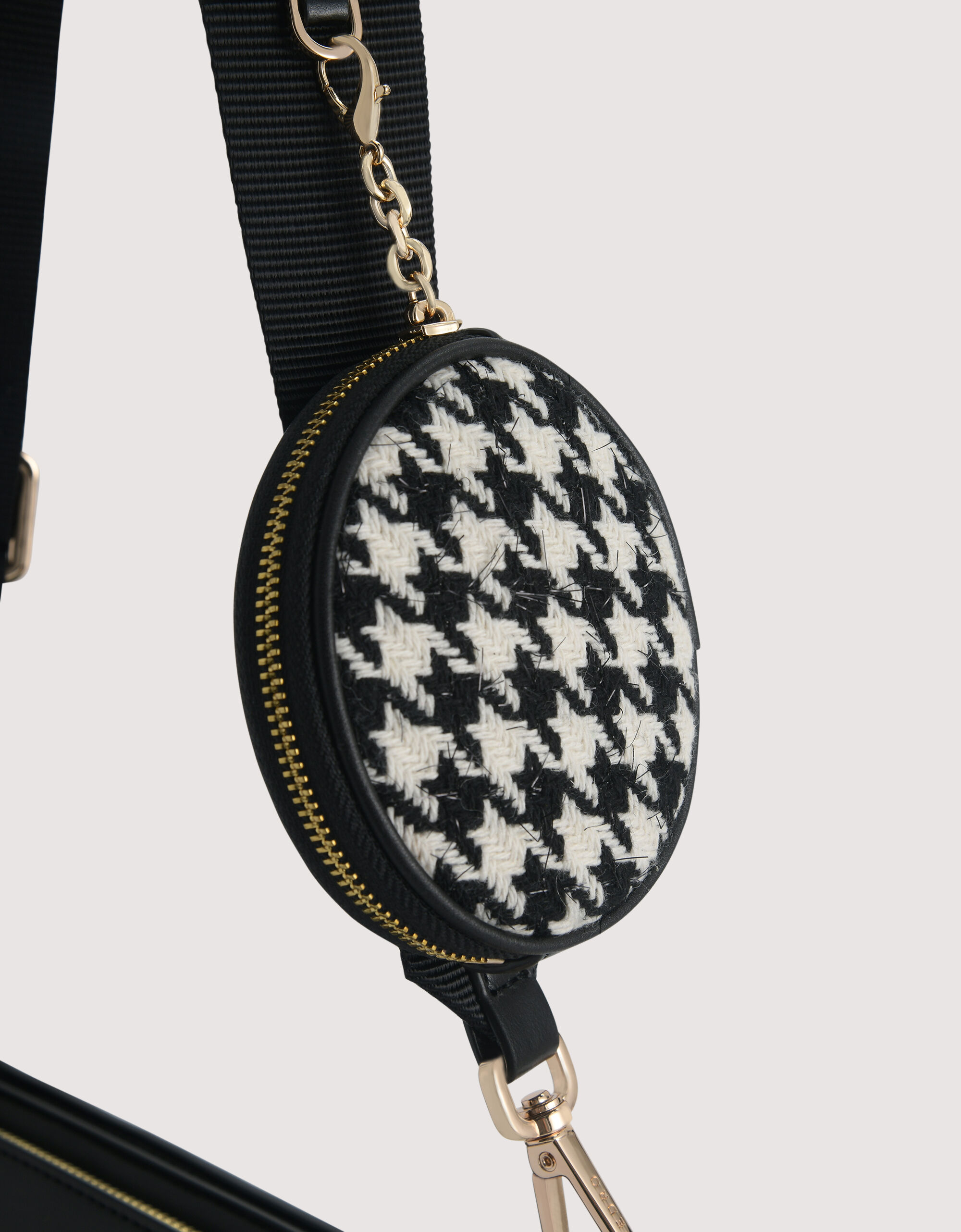 houndstooth double flap shoulder bag