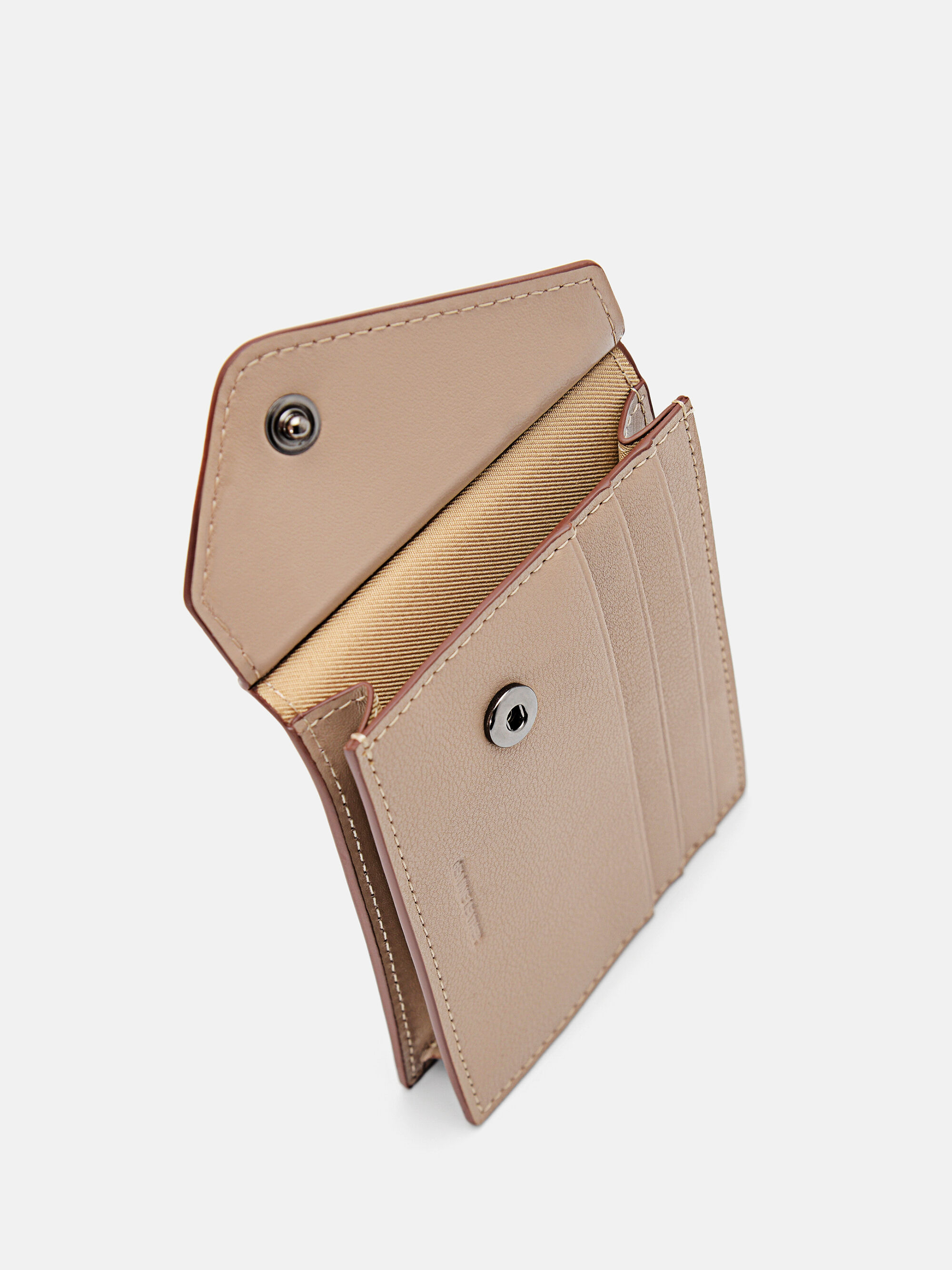 Taper Leather Card Holder in Pixel, Taupe