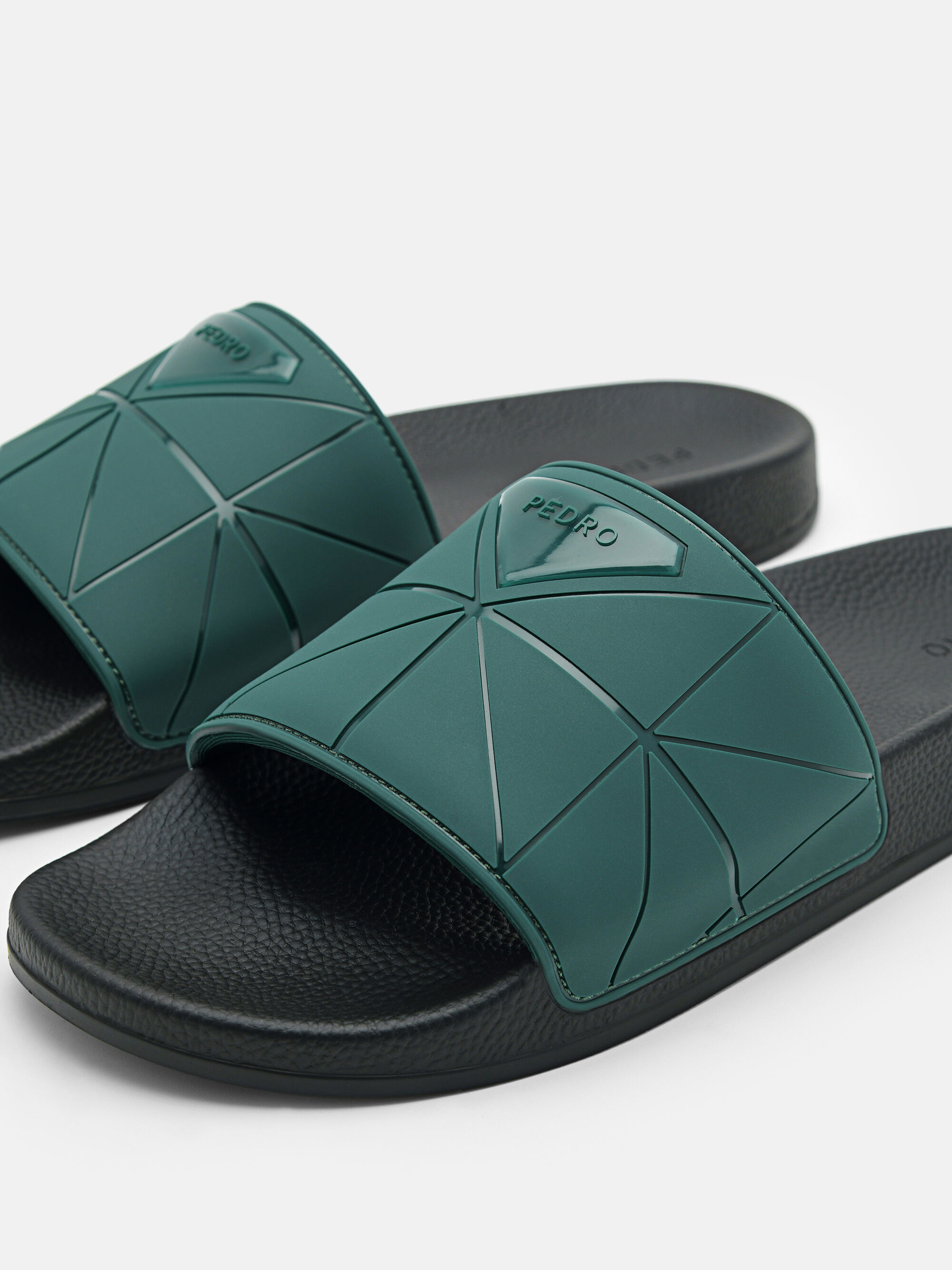 Slide Sandals in Pixel, Dark Green