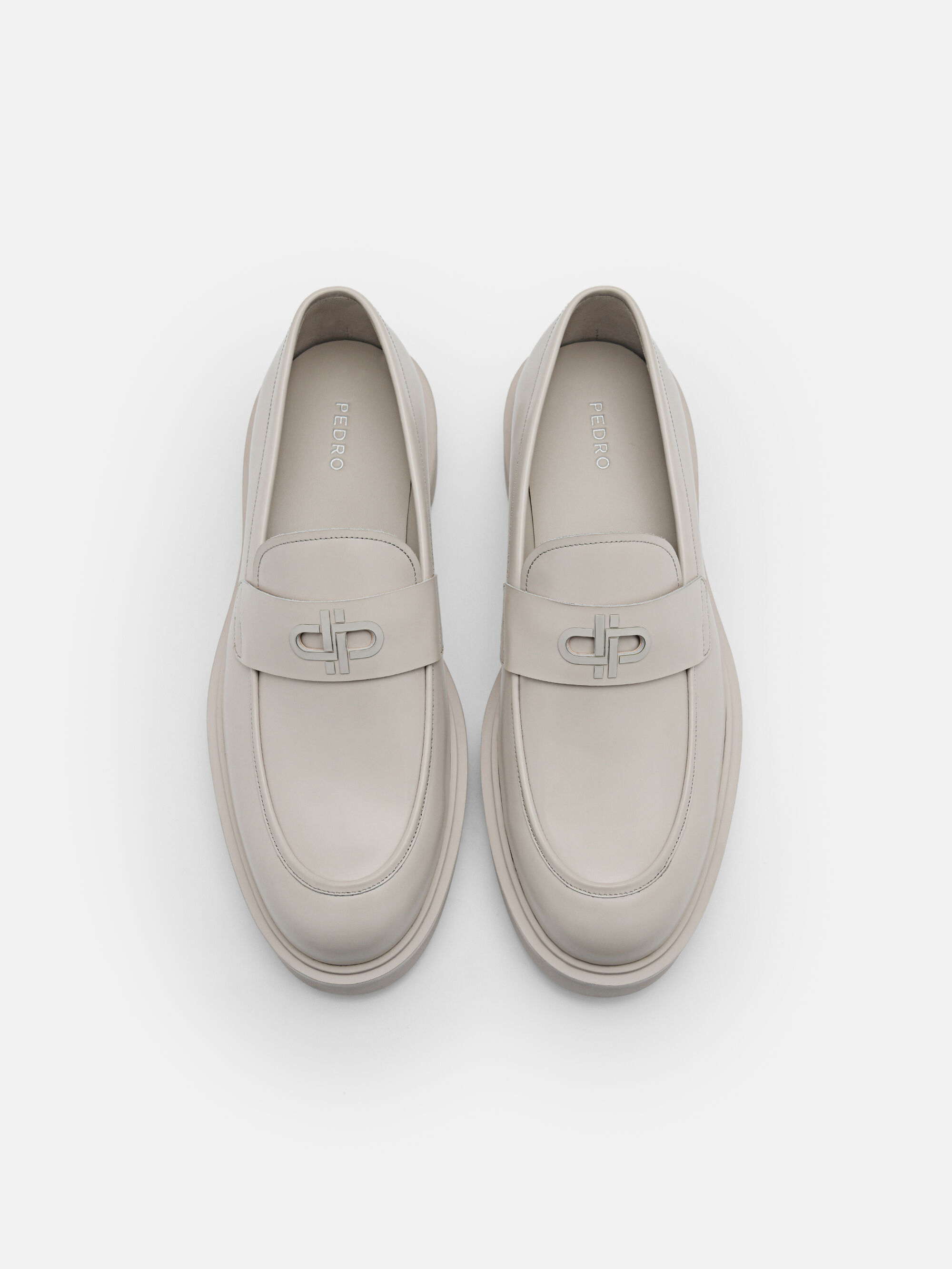 PEDRO Icon Loop Leather Penny Loafers, Taupe