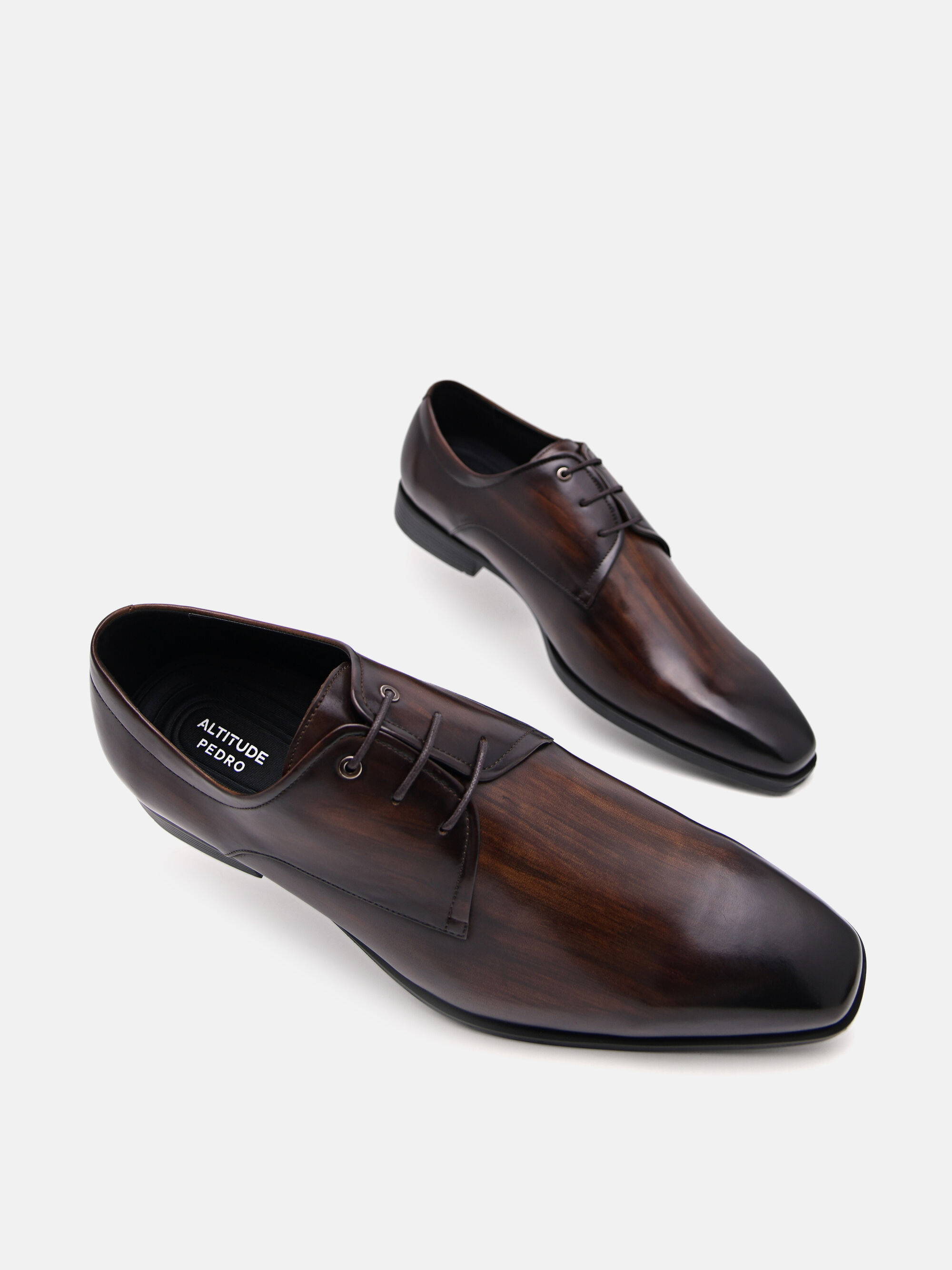 Altitude Burnished Derby Shoes, Dark Brown