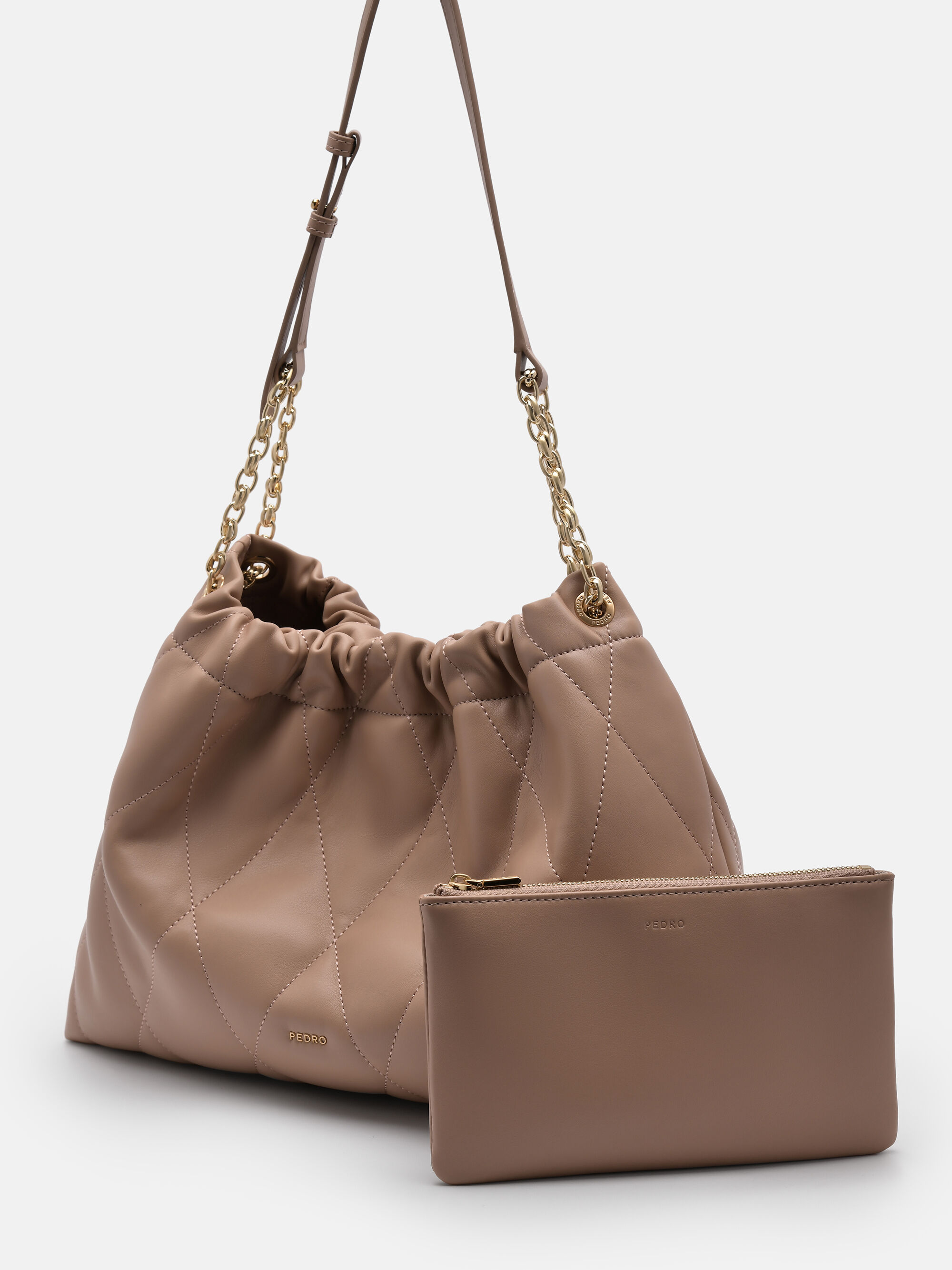Kaia Quilted Shoulder Bag, Taupe
