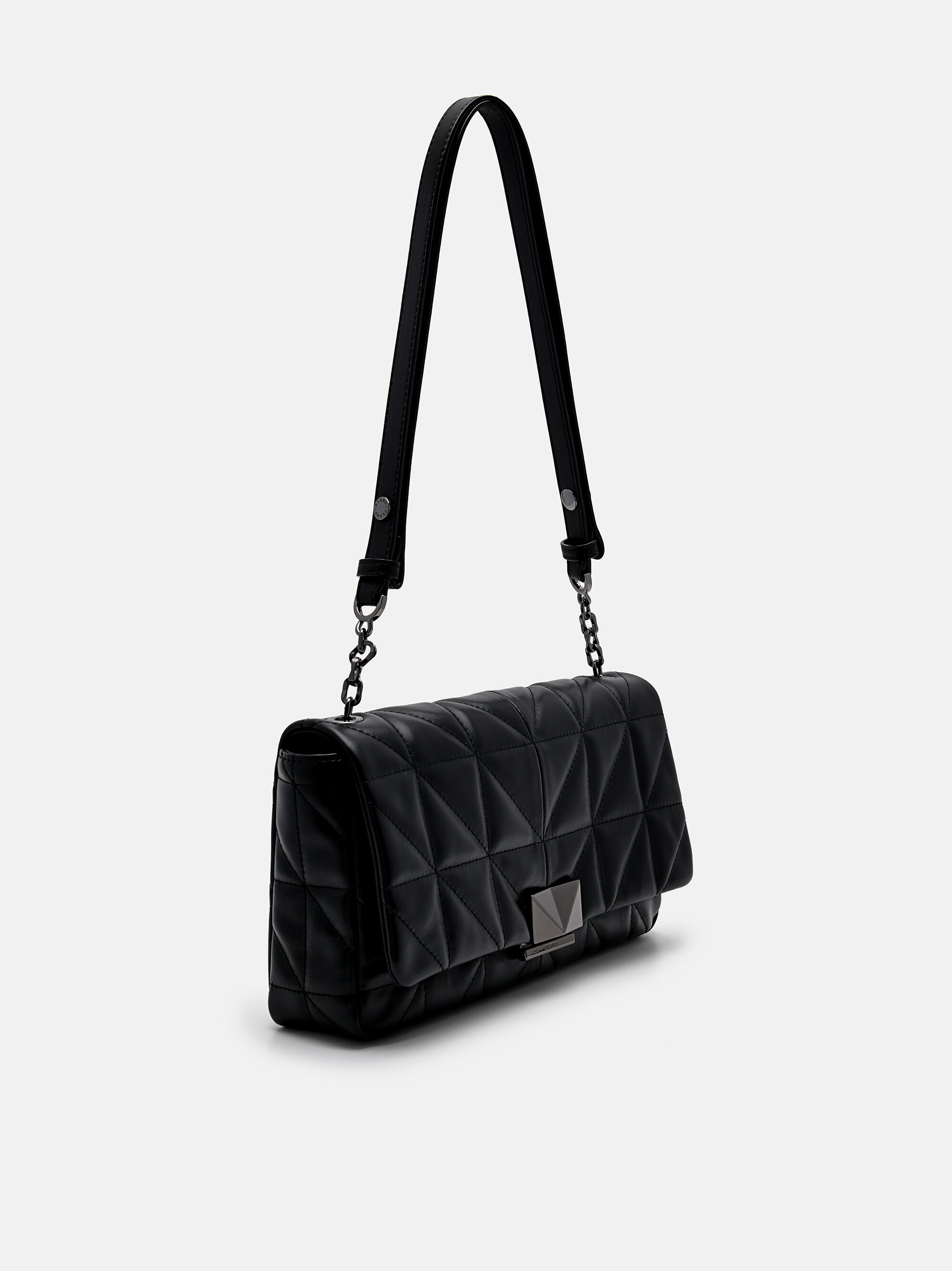 PEDRO Studio Leather Shoulder Bag in Pixel, Black