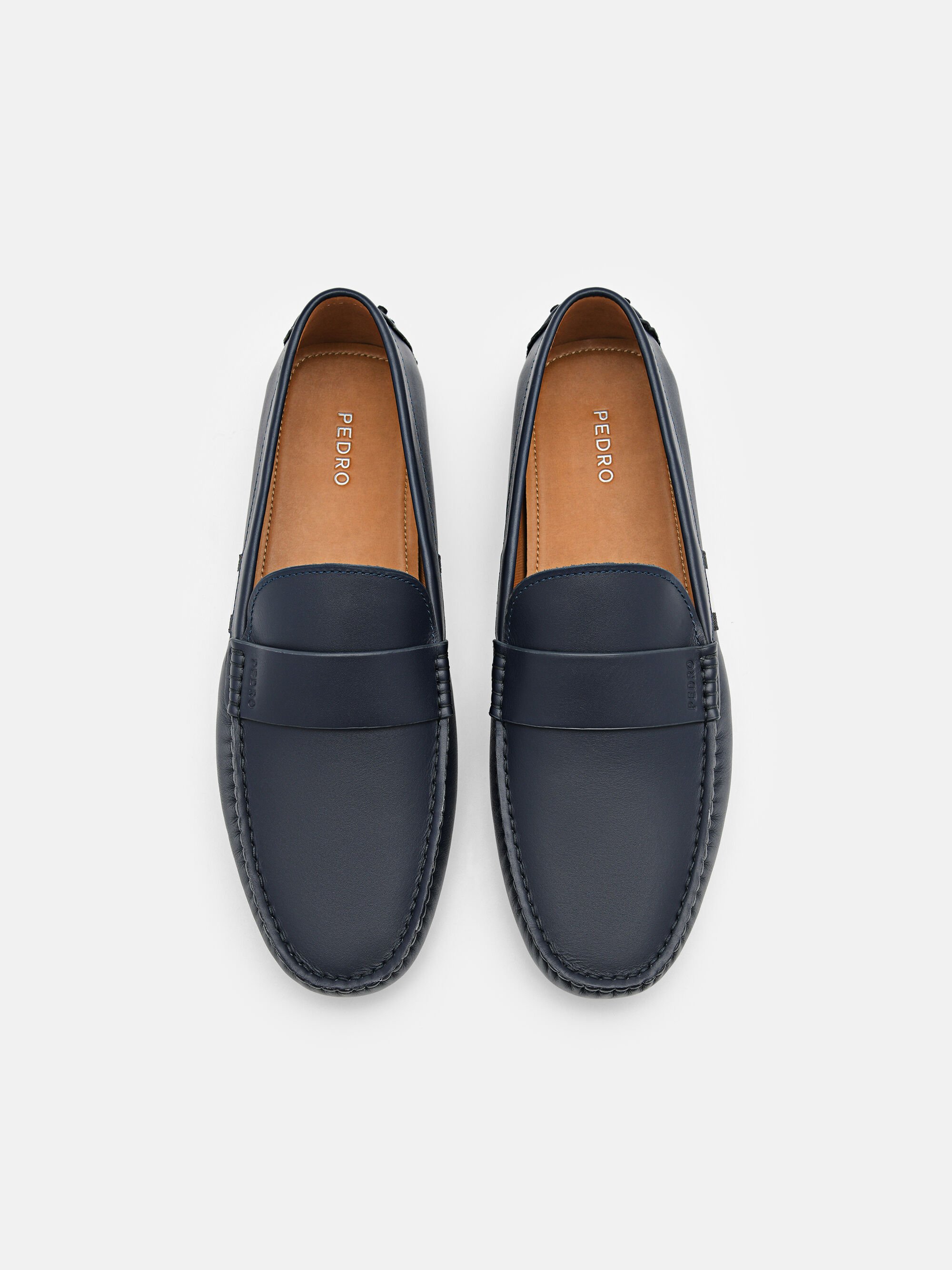 Leather Band Driving Shoes, Navy