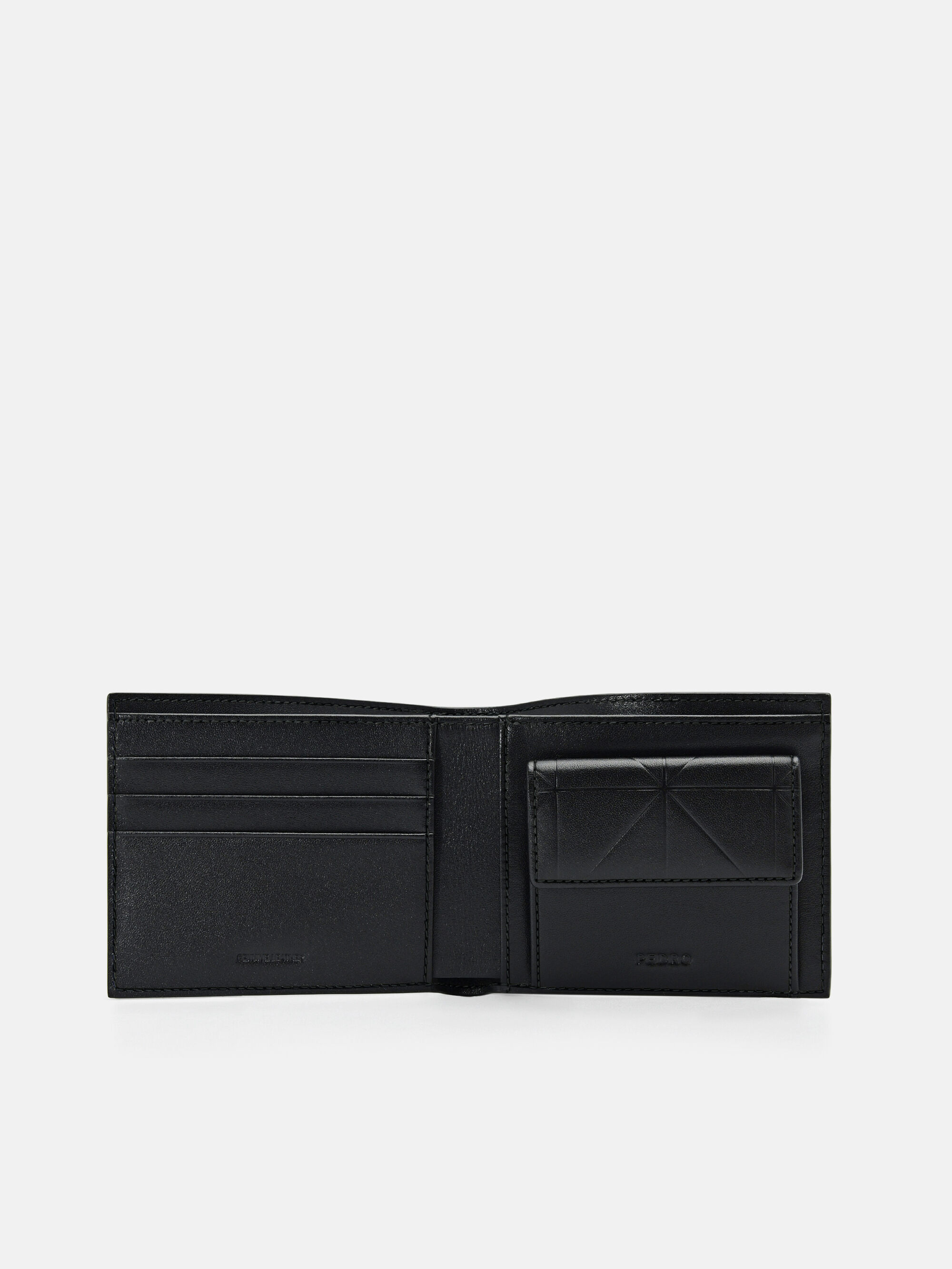 Leather Bi-Fold Coin Wallet, Black