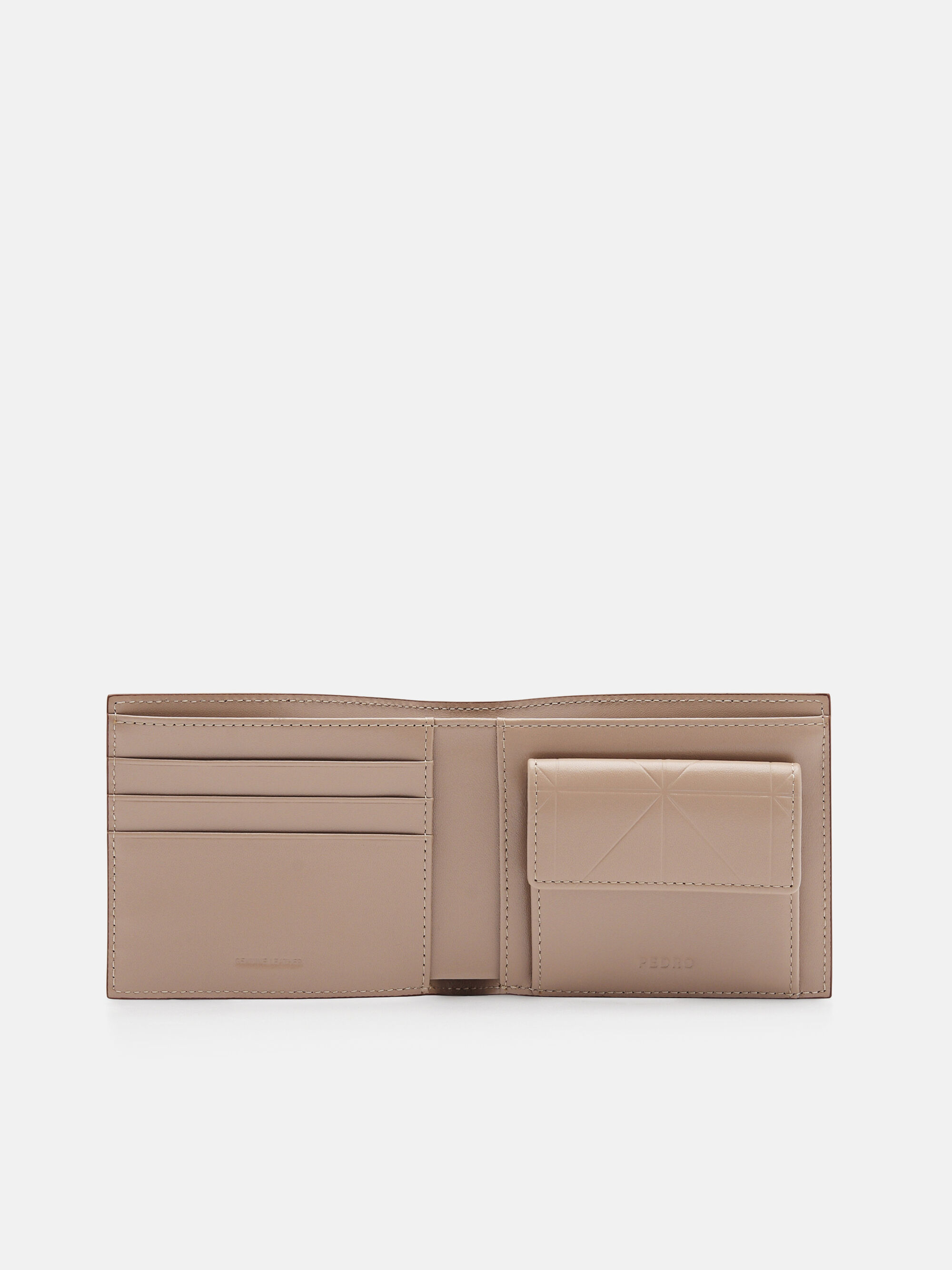 Leather Bi-Fold Coin Wallet, Taupe