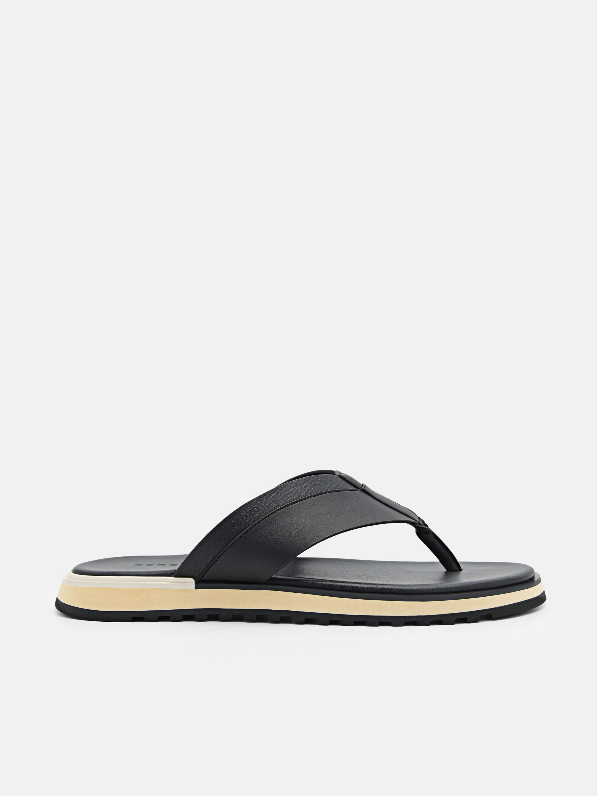 Black Leather Thong Sandal With Double G | GUCCI® US