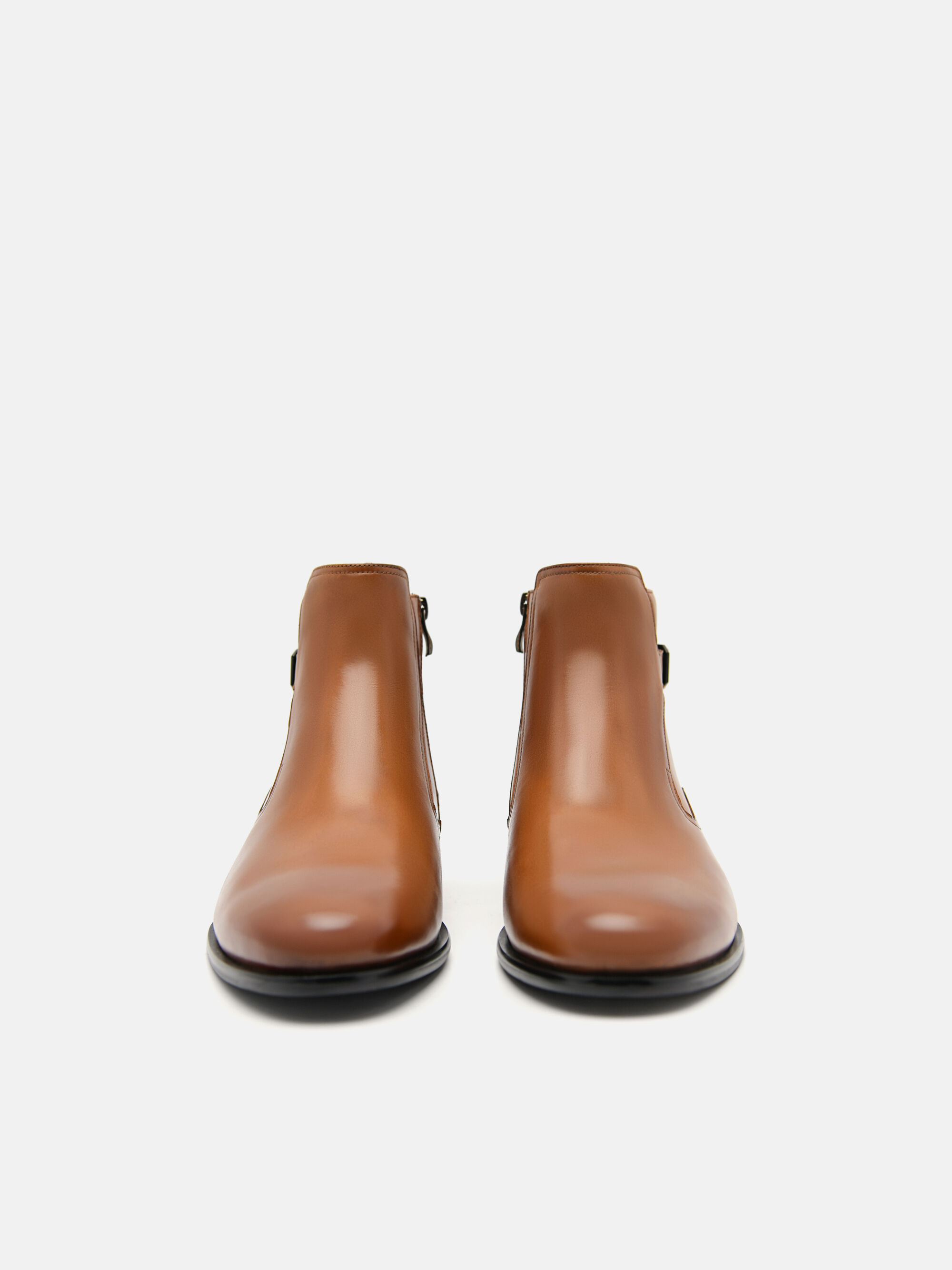 Leather Ankle Boots, Cognac