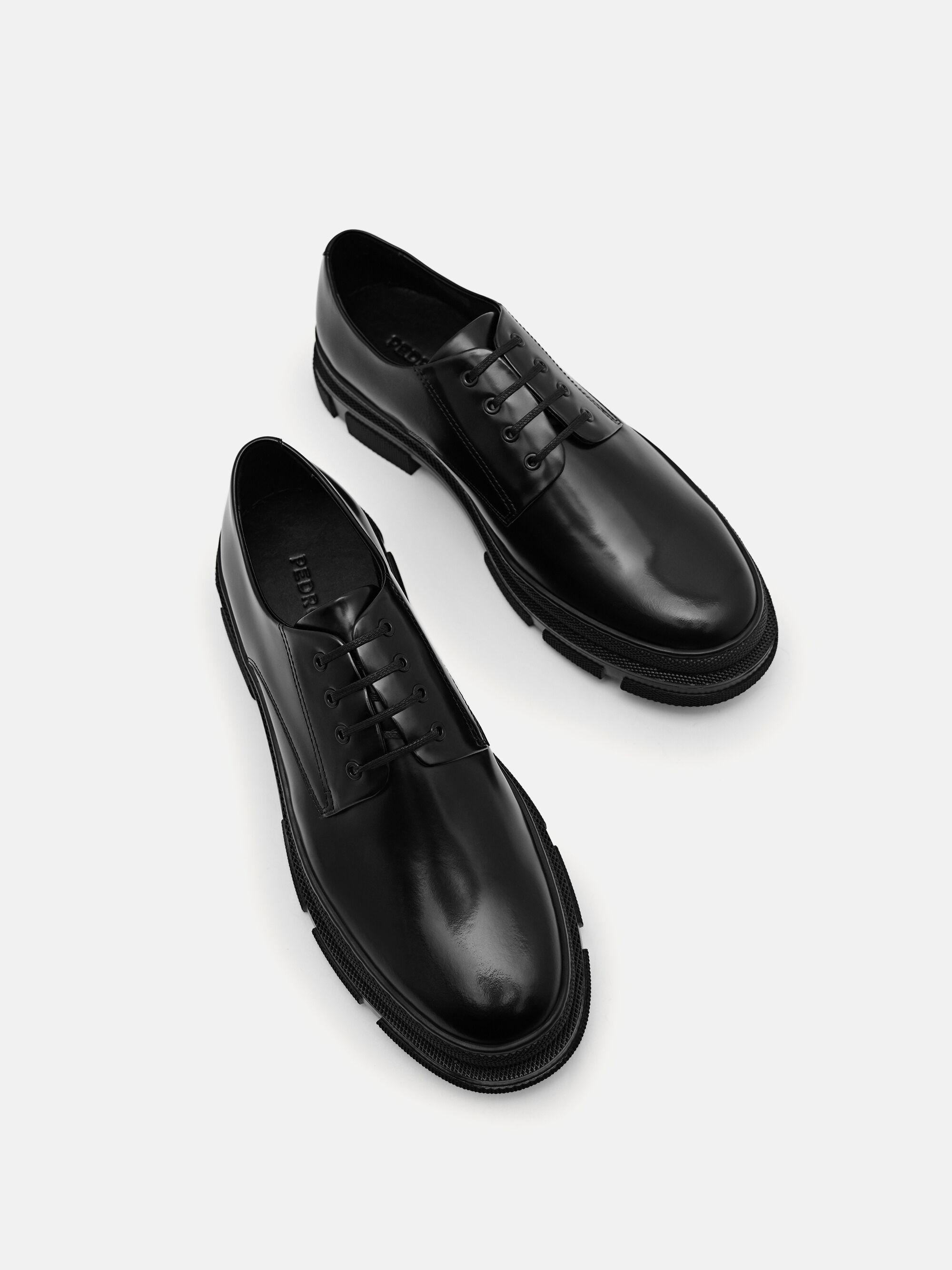 Chunky Leather Derby Shoes, Black