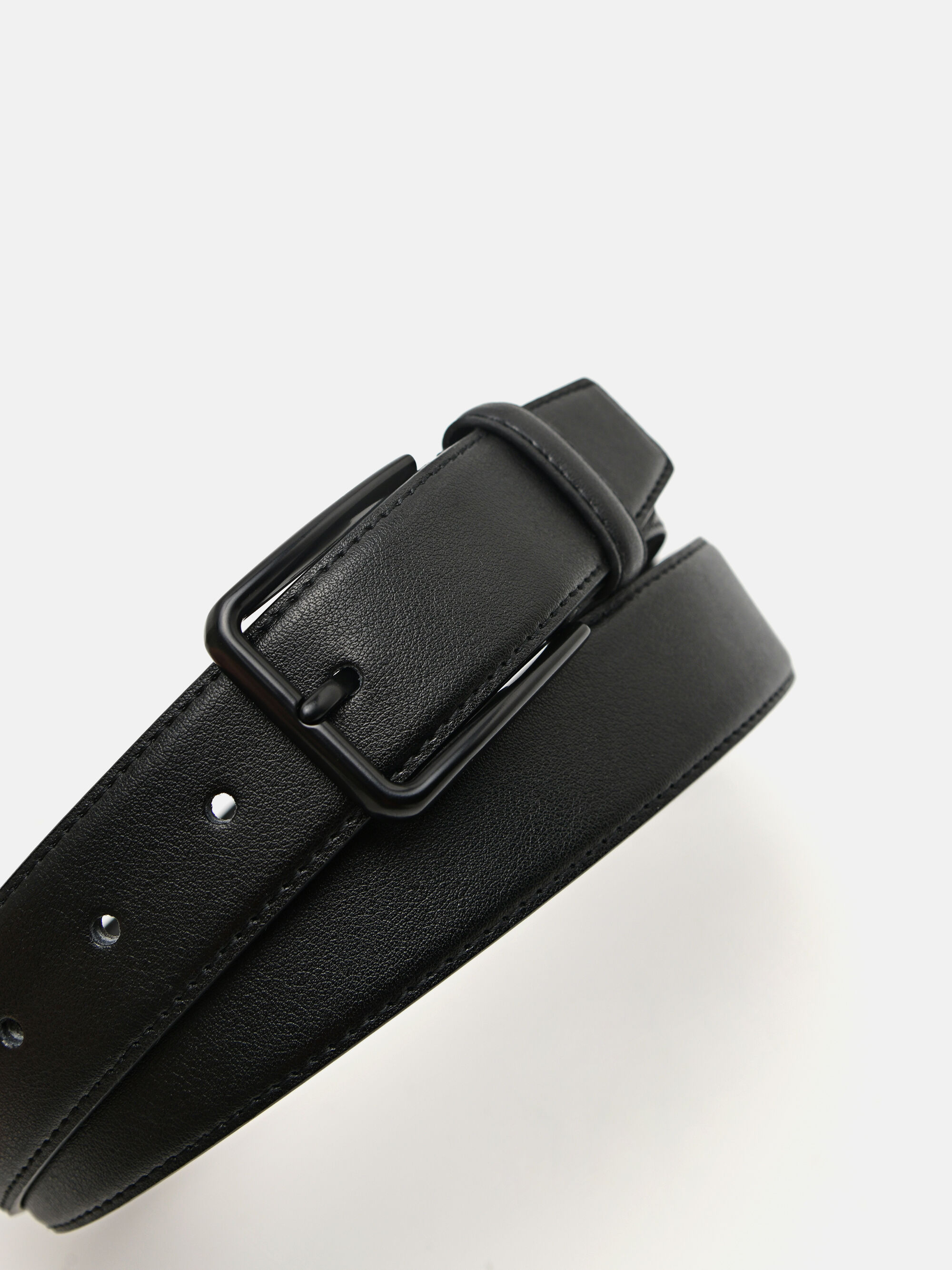 Leather Reversible Pin Belt, Black