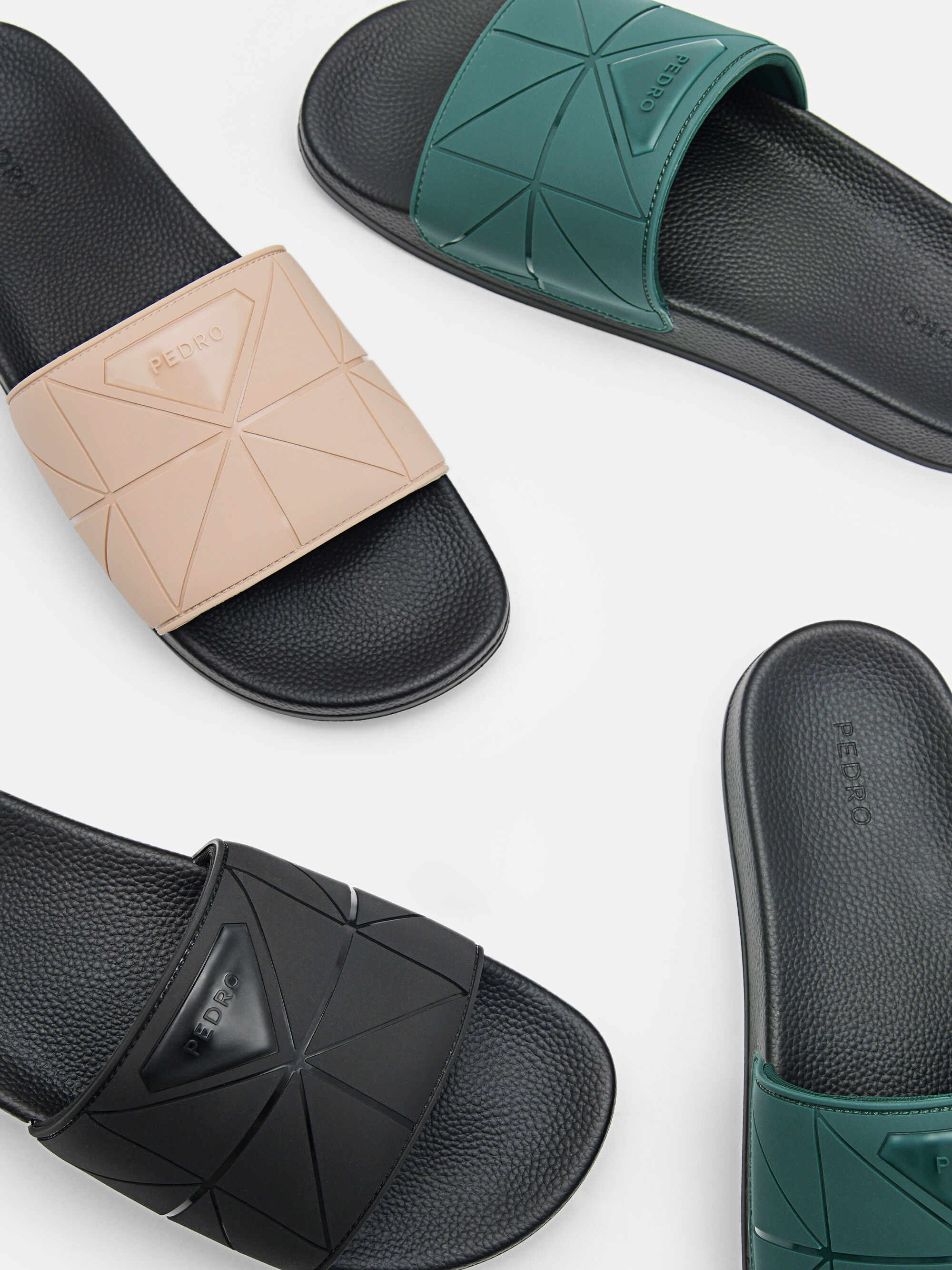 Slide Sandals in Pixel, Dark Green