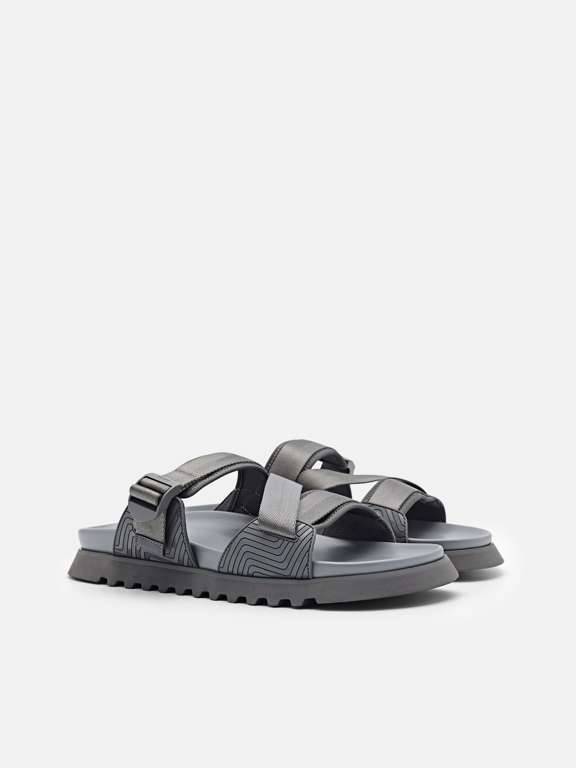 Nylon Strap Sandals, Dark Grey