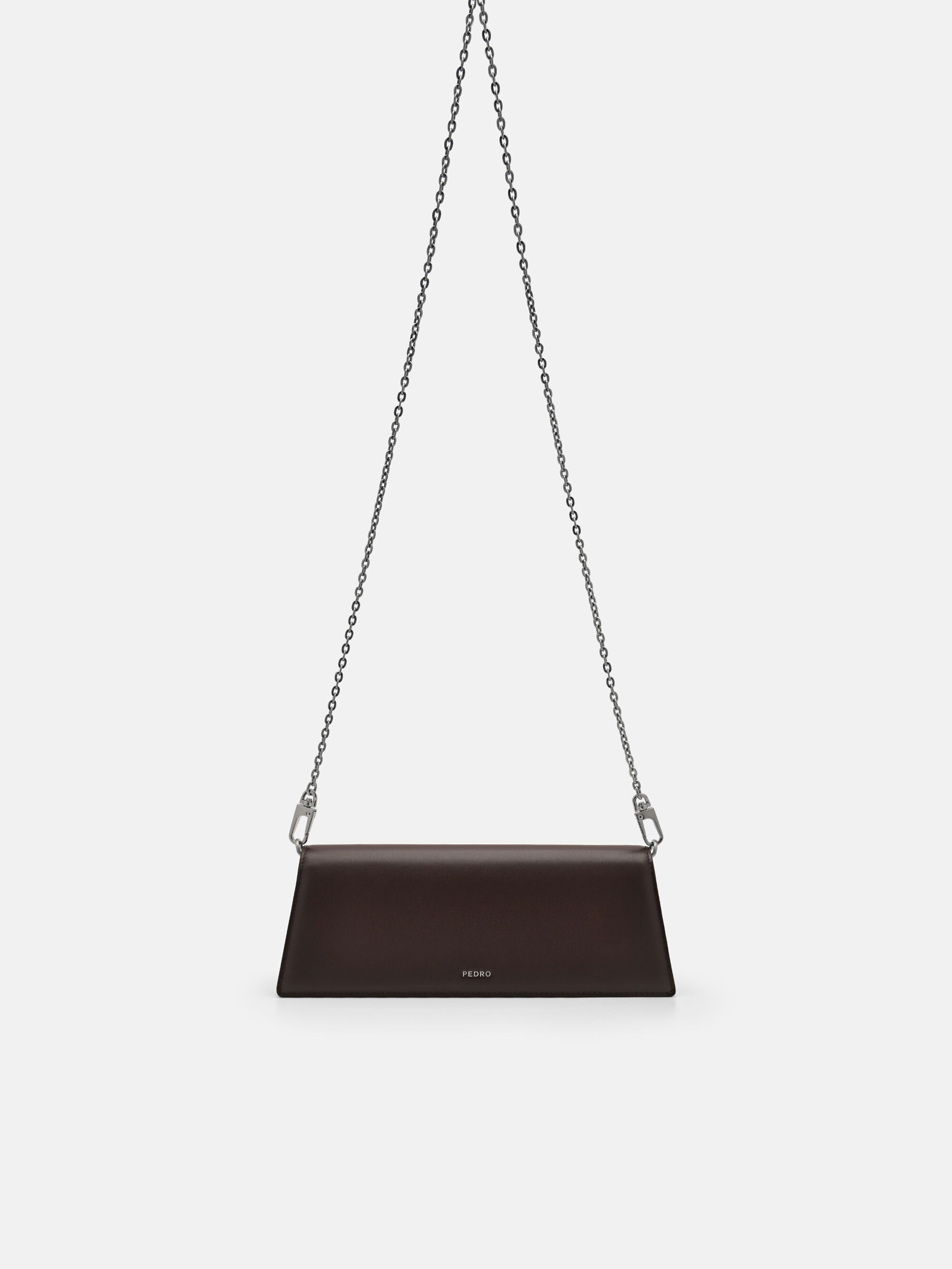 PEDRO Icon Leather Clutch Bag, Dark Brown