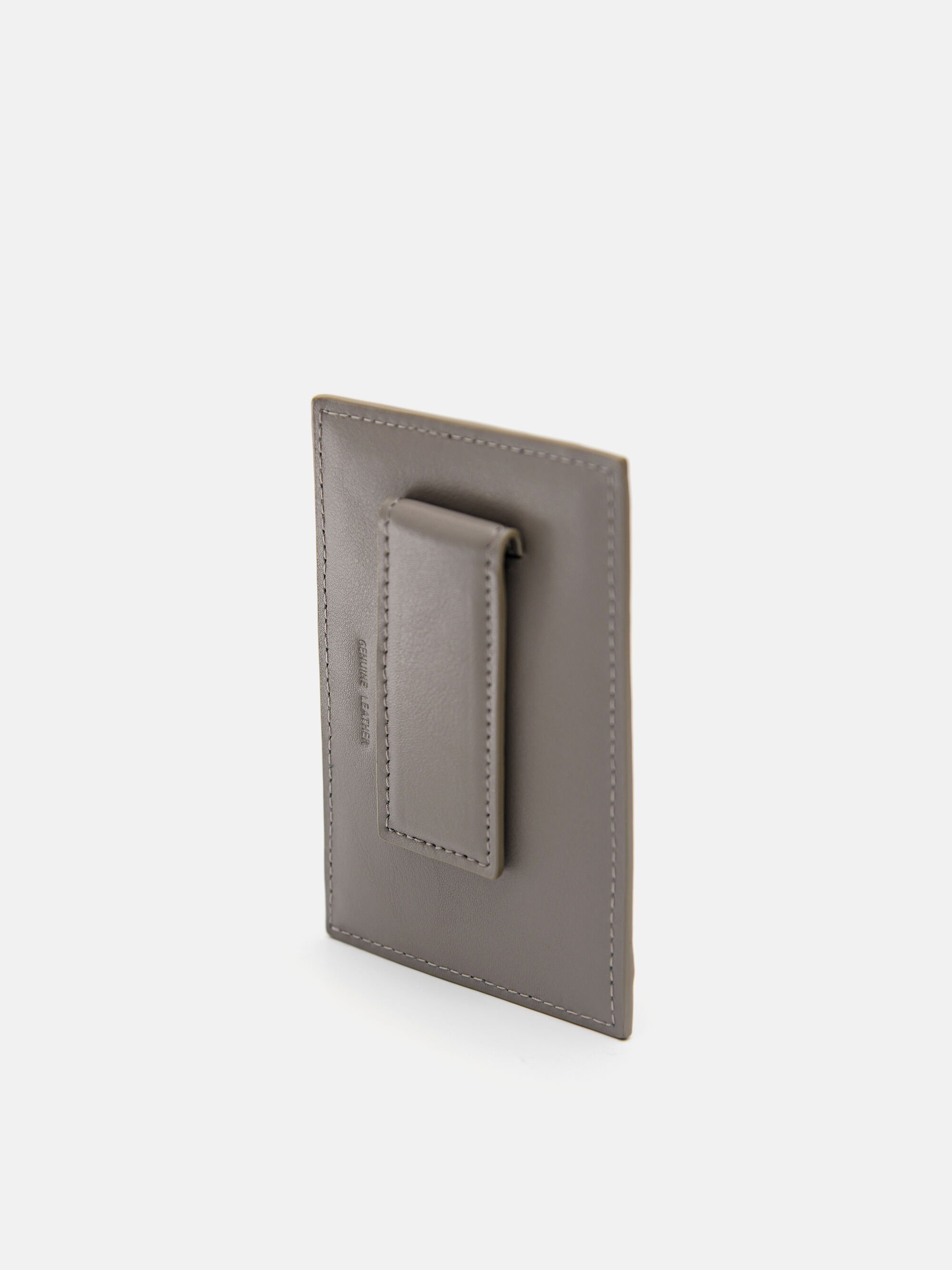 Leather Card Holder, Taupe