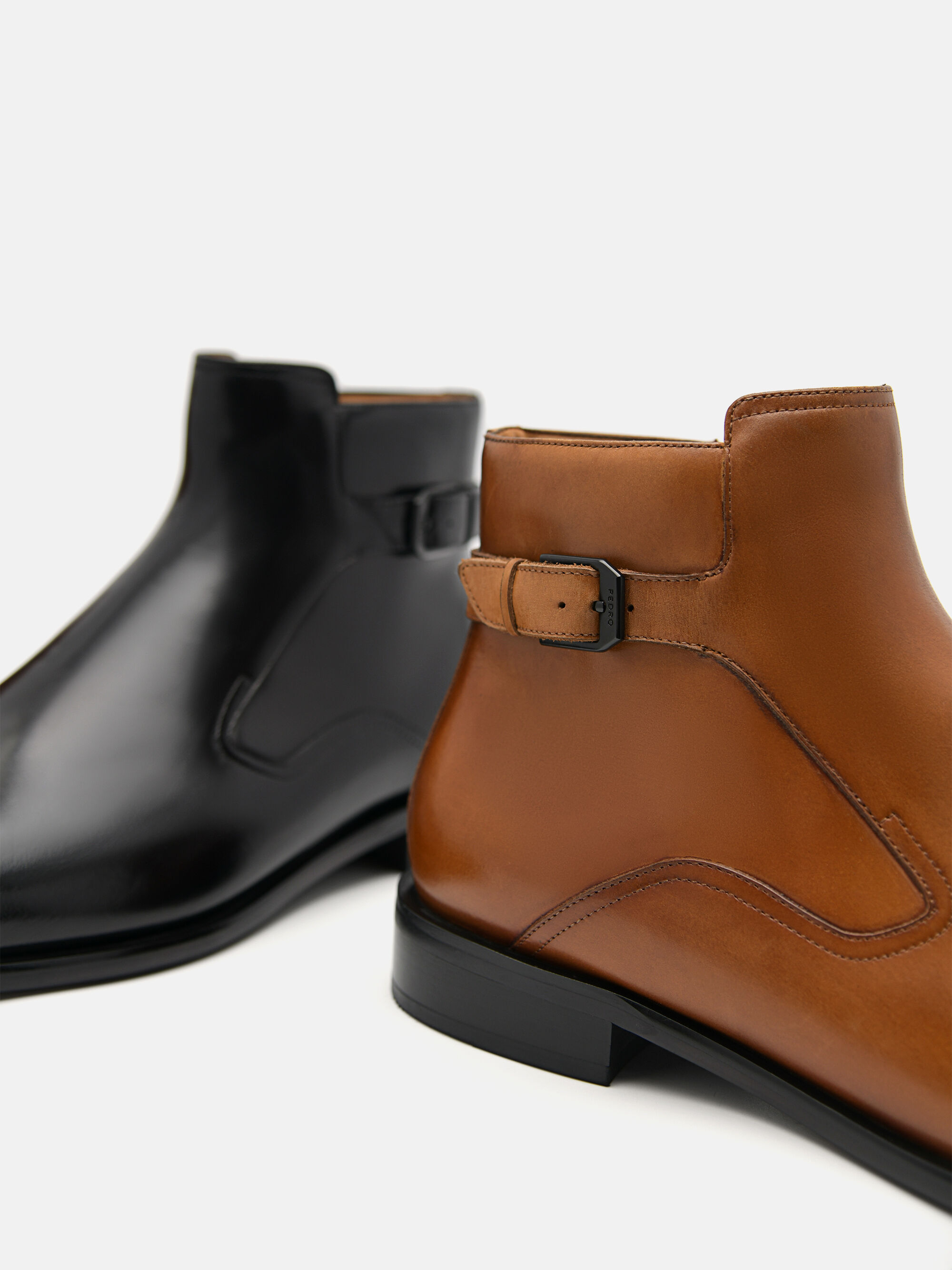 Leather Ankle Boots, Cognac