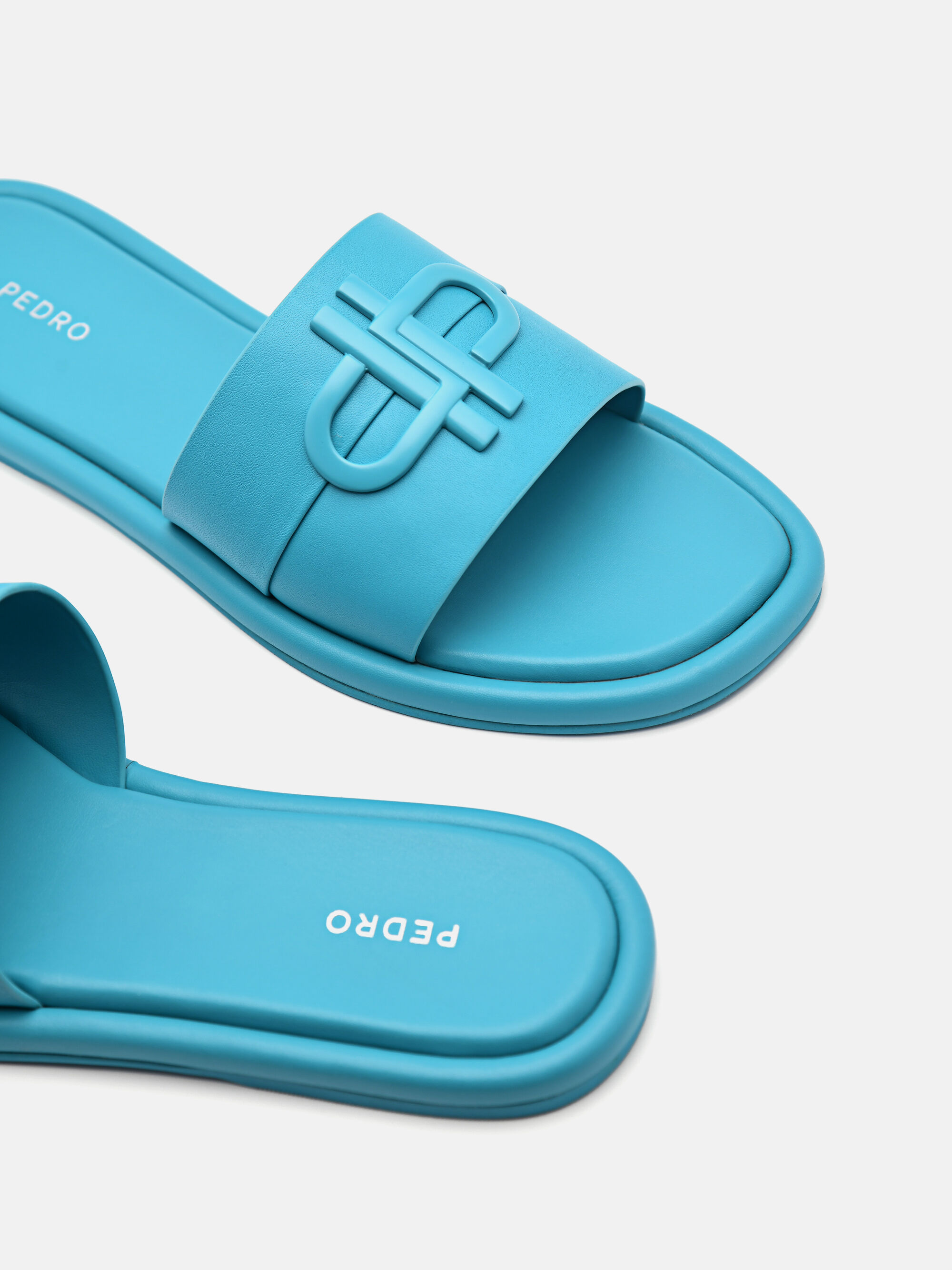 Cyan PEDRO Icon Leather Slide Sandals - PEDRO EU