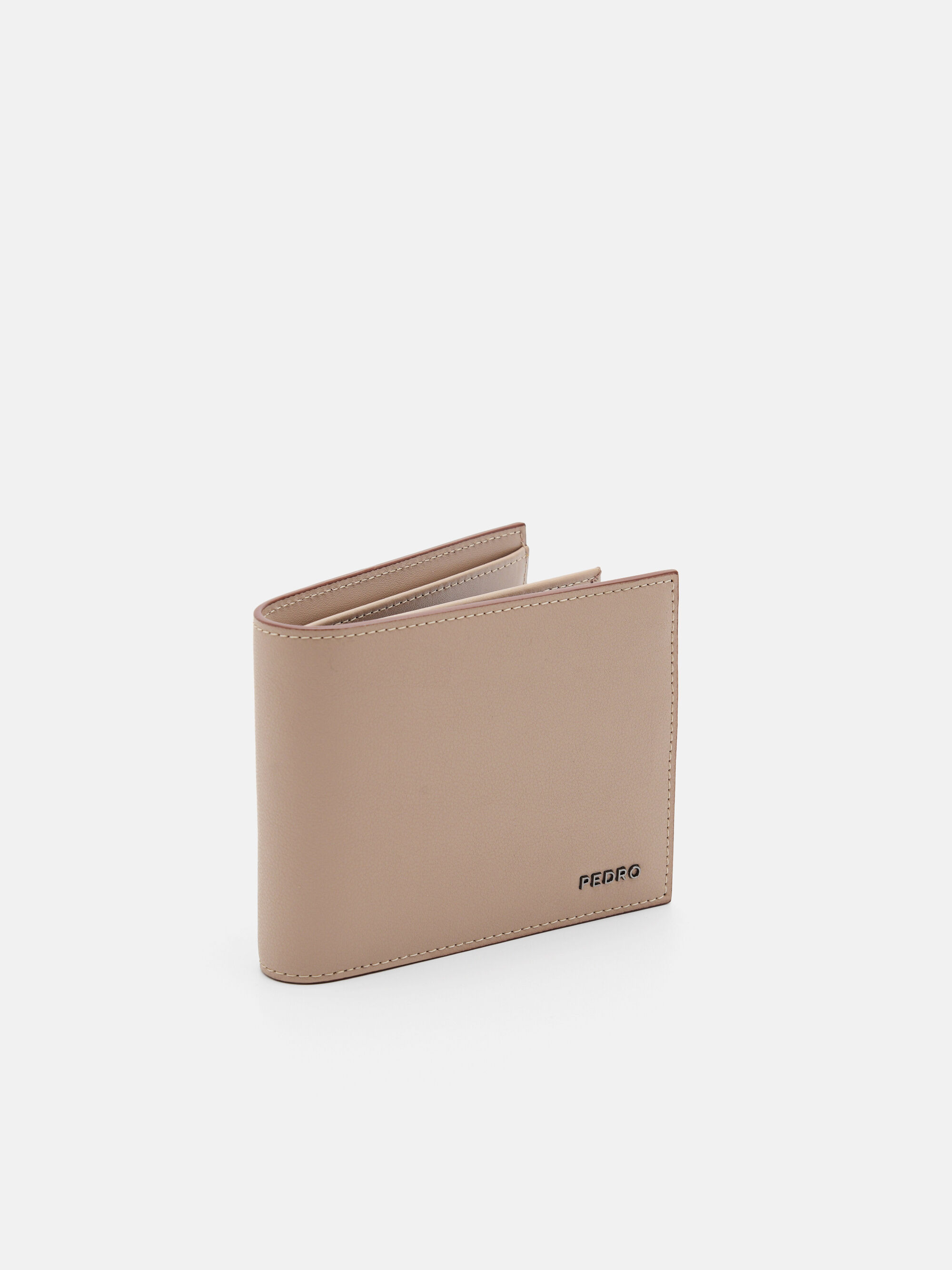 Leather Bi-Fold Flip Wallet, Taupe