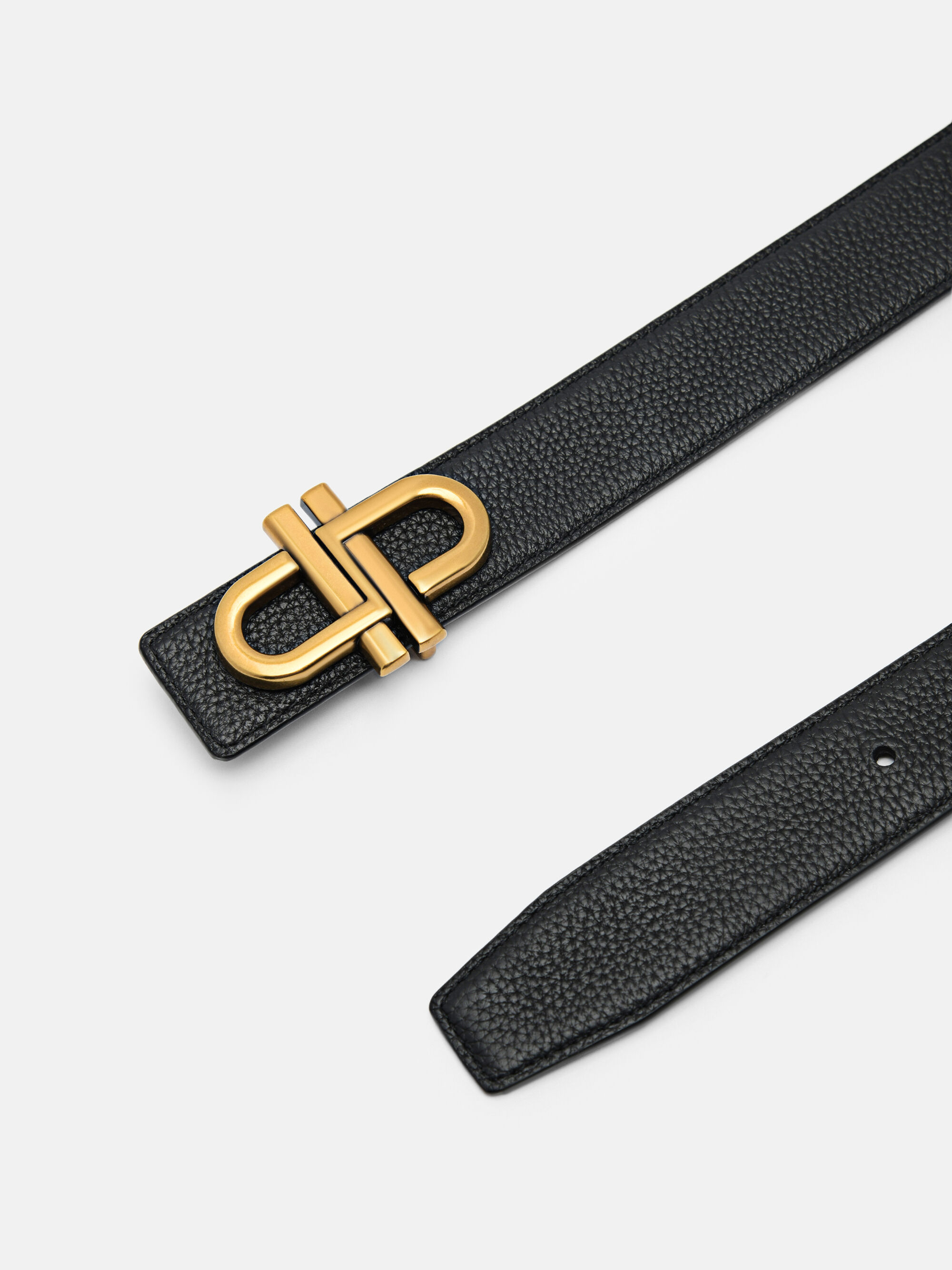 PEDRO Icon Leather Reversible Tang Belt, Black