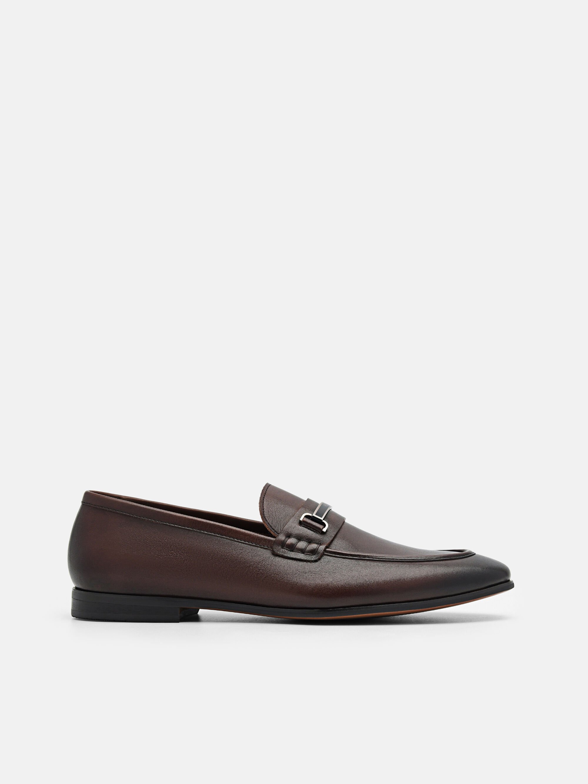 Steven Leather Loafers, Brown