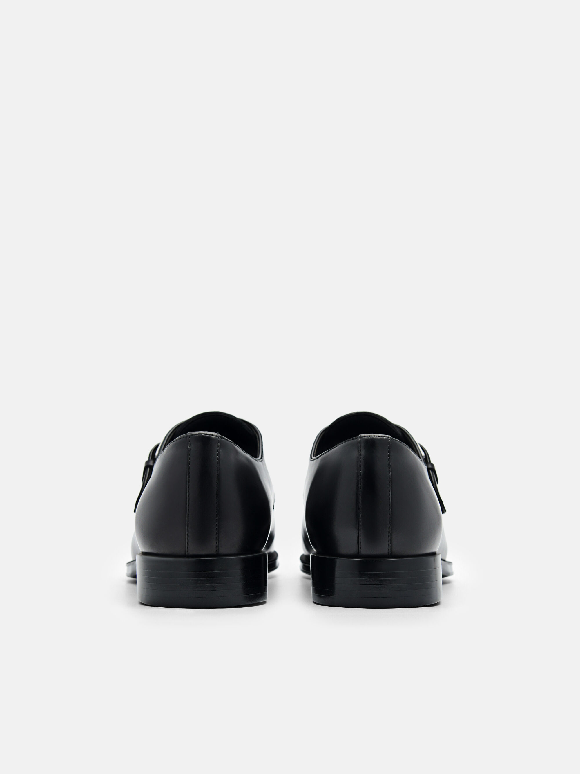 Gio Leather Monkstrap Shoes, Black