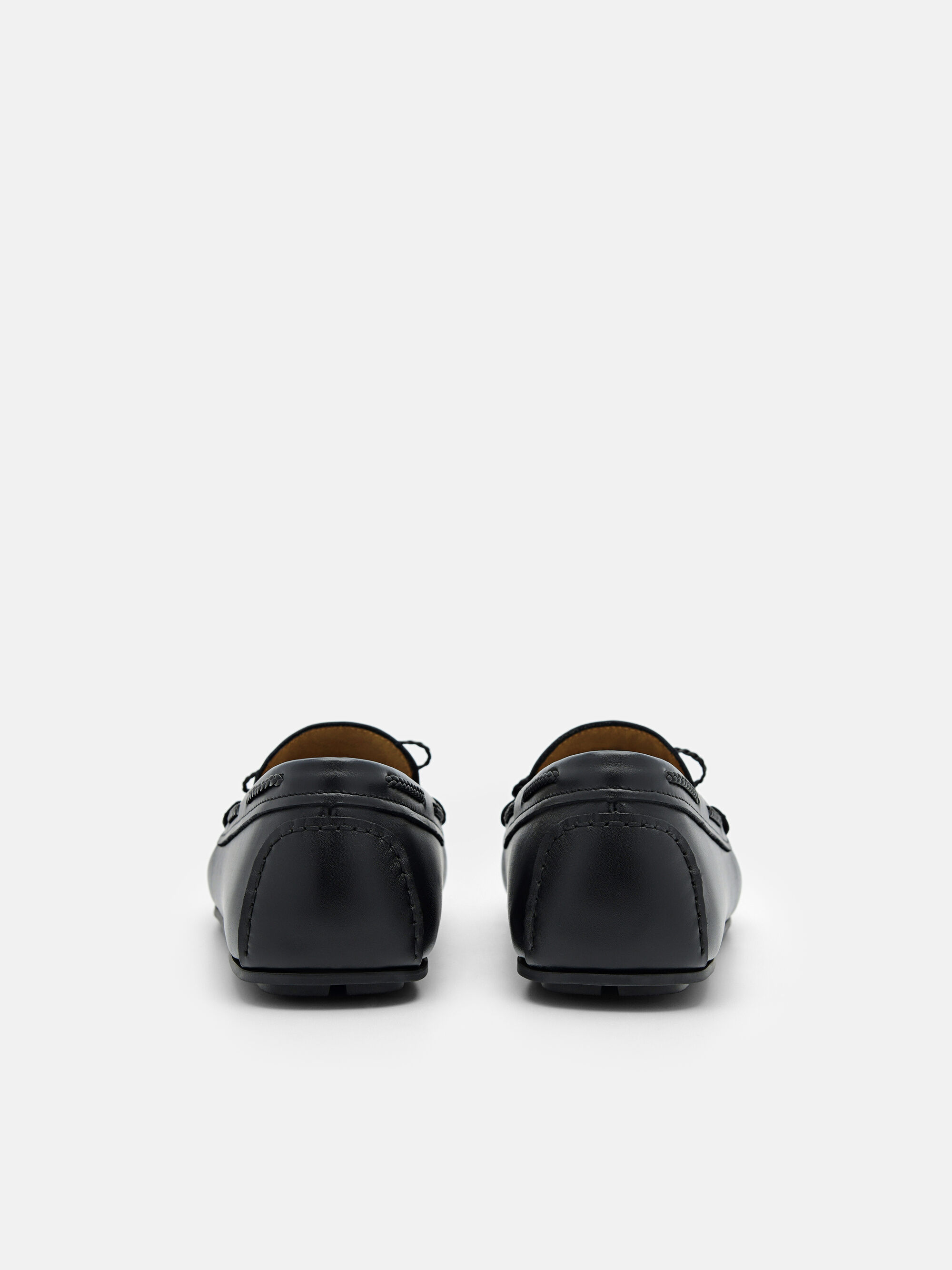 Leather Bow Driving Shoes, Black