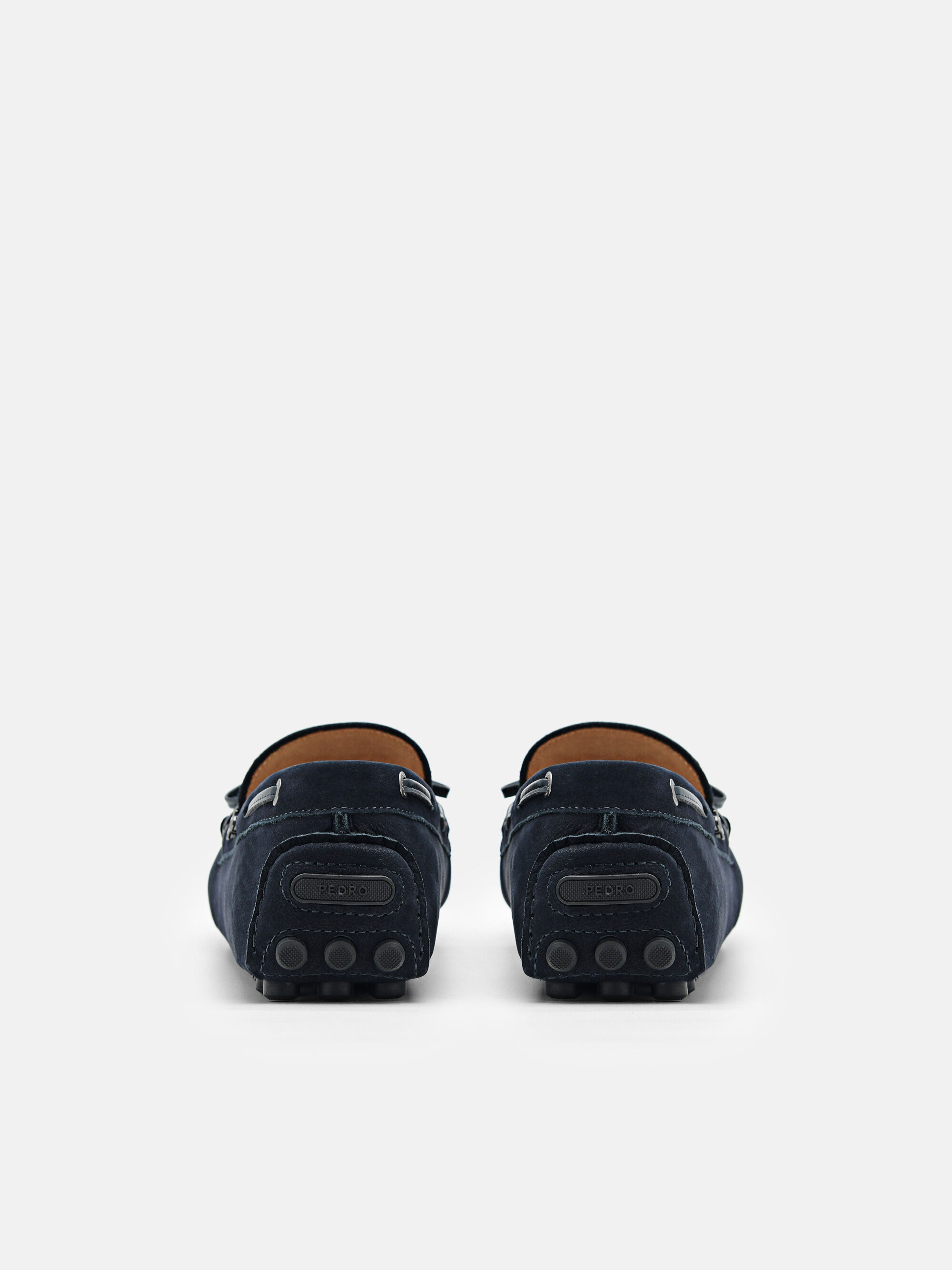 Leather Bow Driving Shoes, Navy