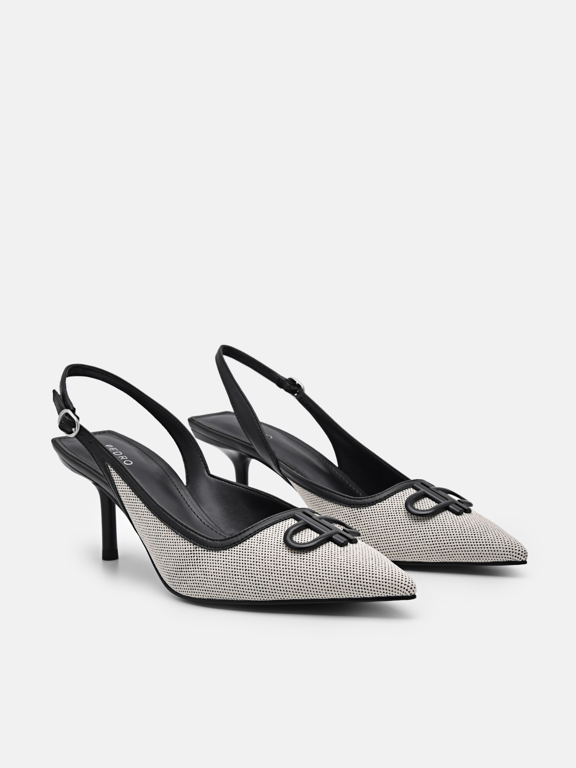 PEDRO Icon Canvas Slingback Pumps, Black