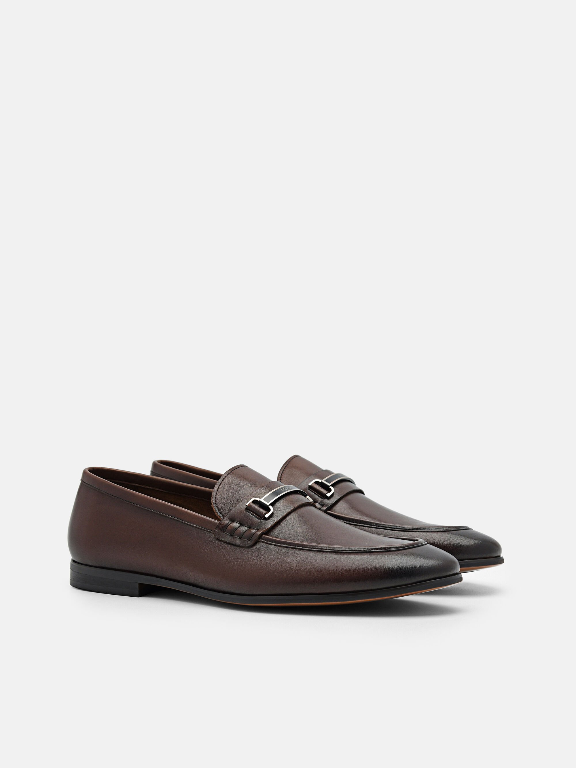 Steven Leather Loafers, Brown